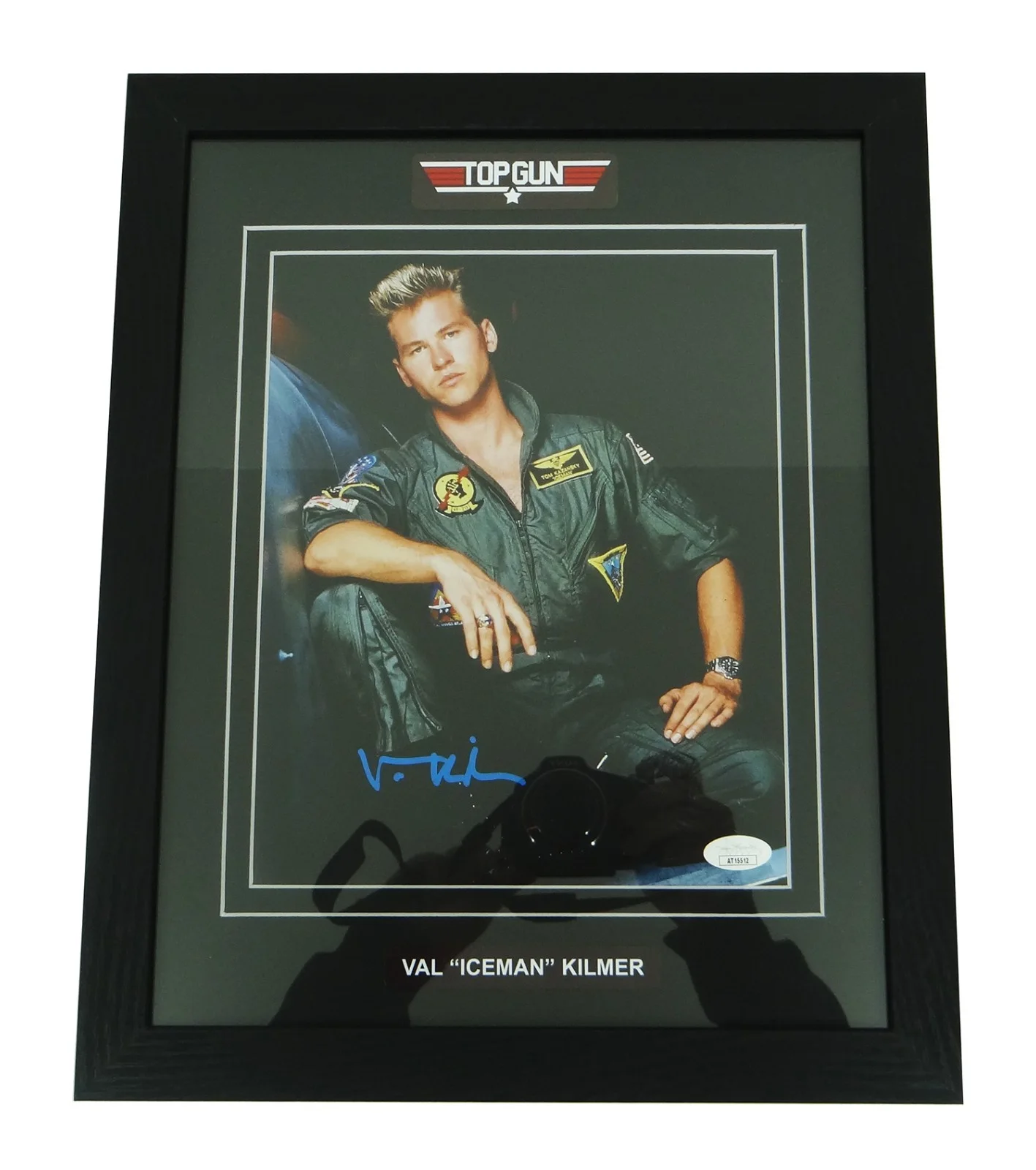Val Kilmer aka ICEMAN — Val Kilmer Top Gun "Iceman" Autographed 8x10 Real Photo Framed 12x15 w/JSA COA, image 2
