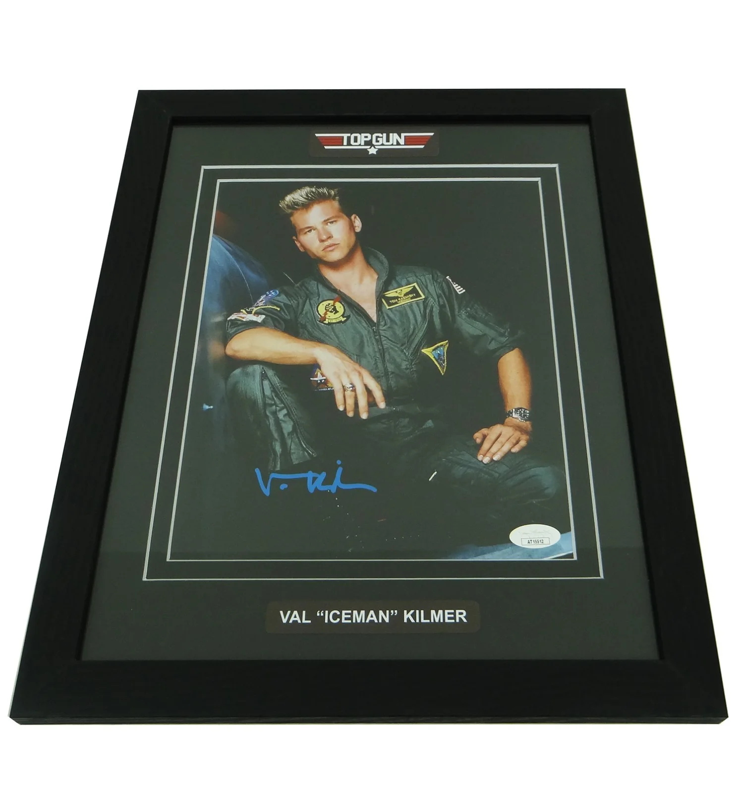 Val Kilmer aka ICEMAN — Val Kilmer Top Gun "Iceman" Autographed 8x10 Real Photo Framed 12x15 w/JSA COA, image 3
