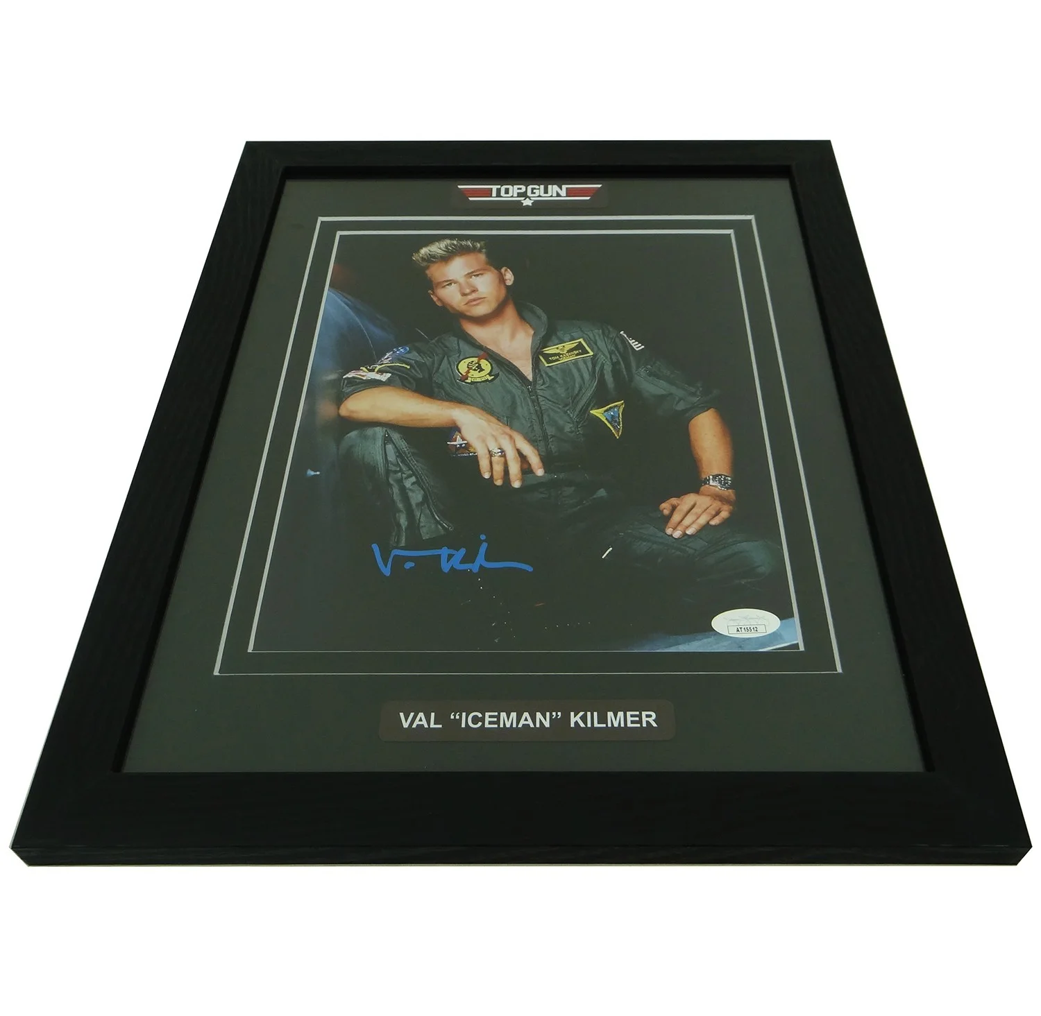 Val Kilmer aka ICEMAN — Val Kilmer Top Gun "Iceman" Autographed 8x10 Real Photo Framed 12x15 w/JSA COA, image 4