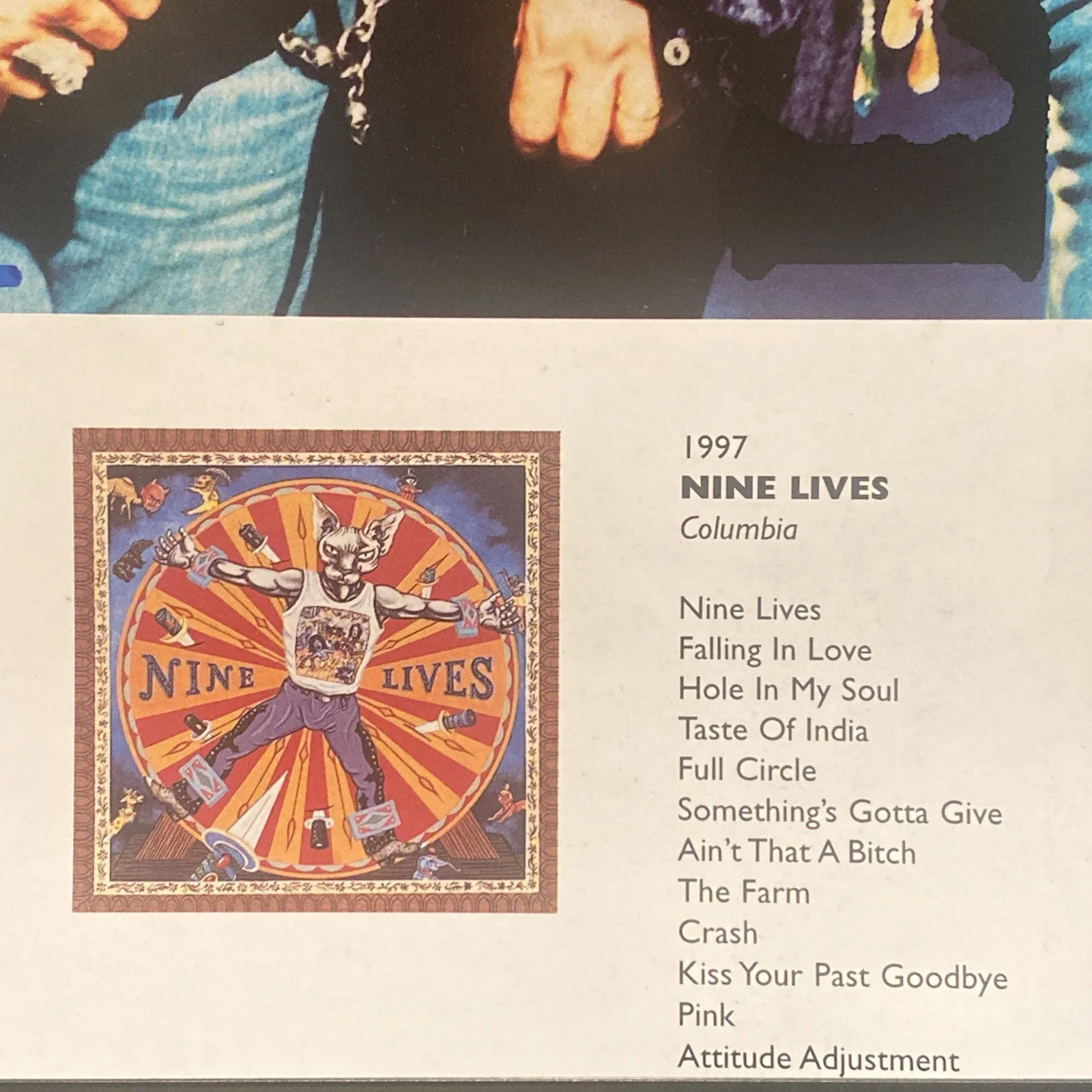 Steven Tyler, Joe Perry, Brad Whitford, Tom Hamilton, Joey Kramer — Aerosmith Autograph Big Ones Nine Lives 9.5x13.5 Promo Color Photo All 5 SIGNED, изображение 2