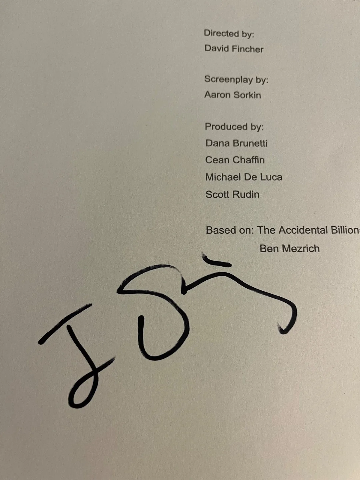 Jesse Eisenberg — Jesse Eisenberg Signed Autographed The Social Network Movie Script Cover, image 2