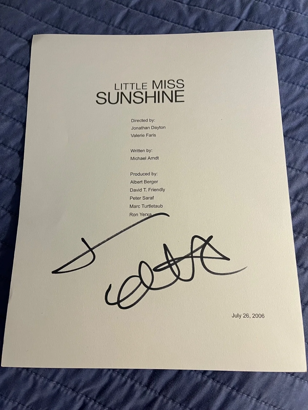 Toni Collette — Toni Collette Signed Autographed Little Miss Sunshine Movie Script Cover