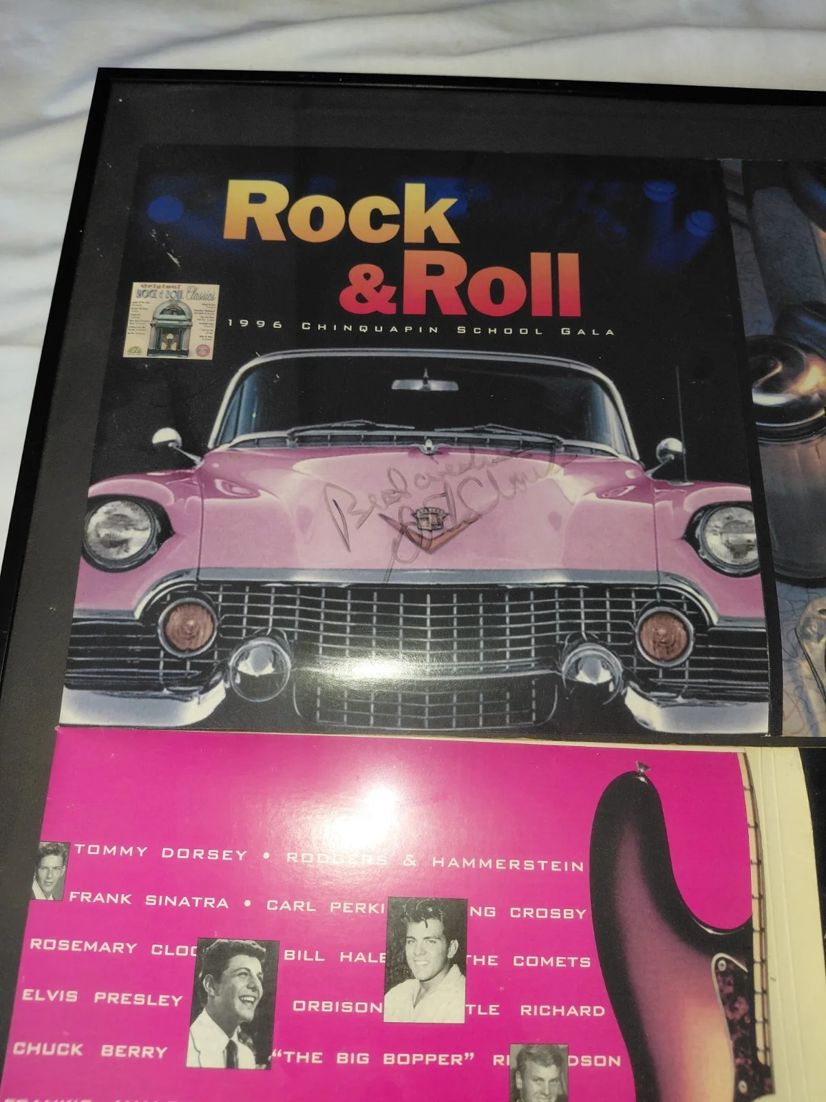 Vtg Dick Clark Autographed Rock & Roll 1996 Chinquapin School Gala Record Sleeve, изображение 3