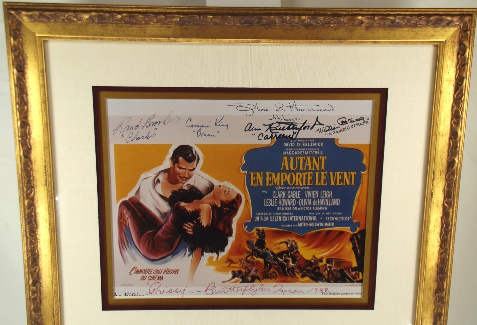 Clark Gable, Vivien Leigh Cast Members — Gone With the Wind Cast Signed Display Gable, Leigh + 6 Others Amazing Display, image 2