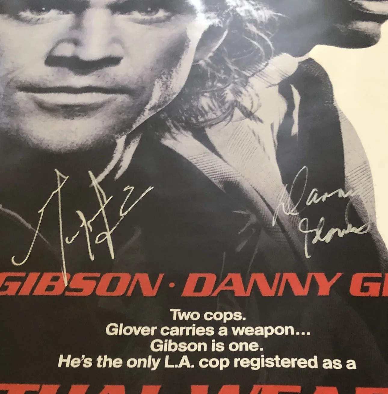 Mel Gibson, Danny Glover — Mel Gibson Danny Glover Lethal Weapon Signed 1-Sheet Poster Celebrity Auth, image 2