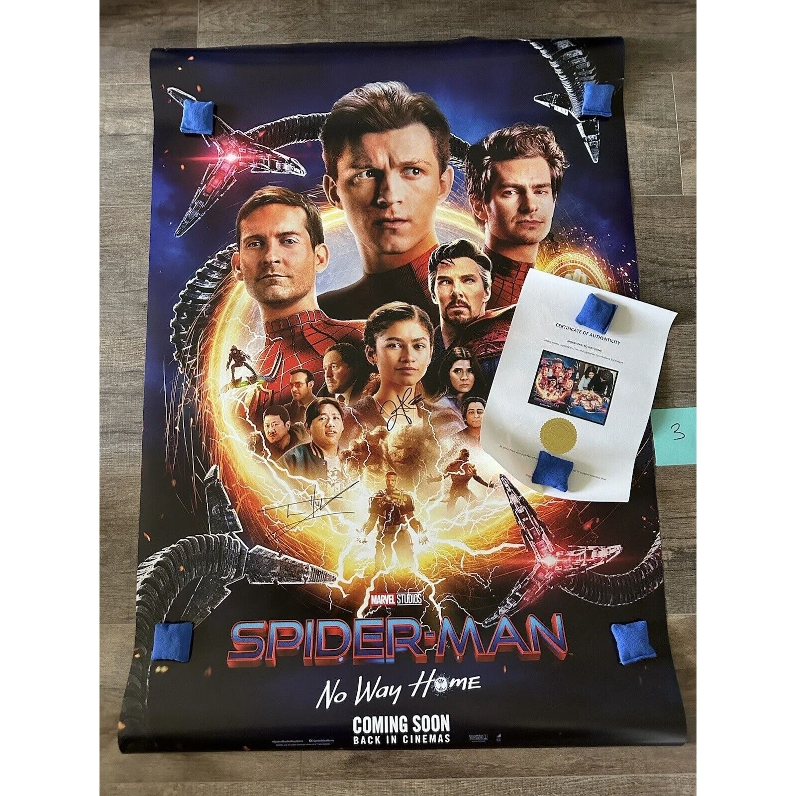 Tom Holland & Zendaya — Tom Holland & Zendaya Autograph Signed Spider Man No Way Home 27x40 COA #3