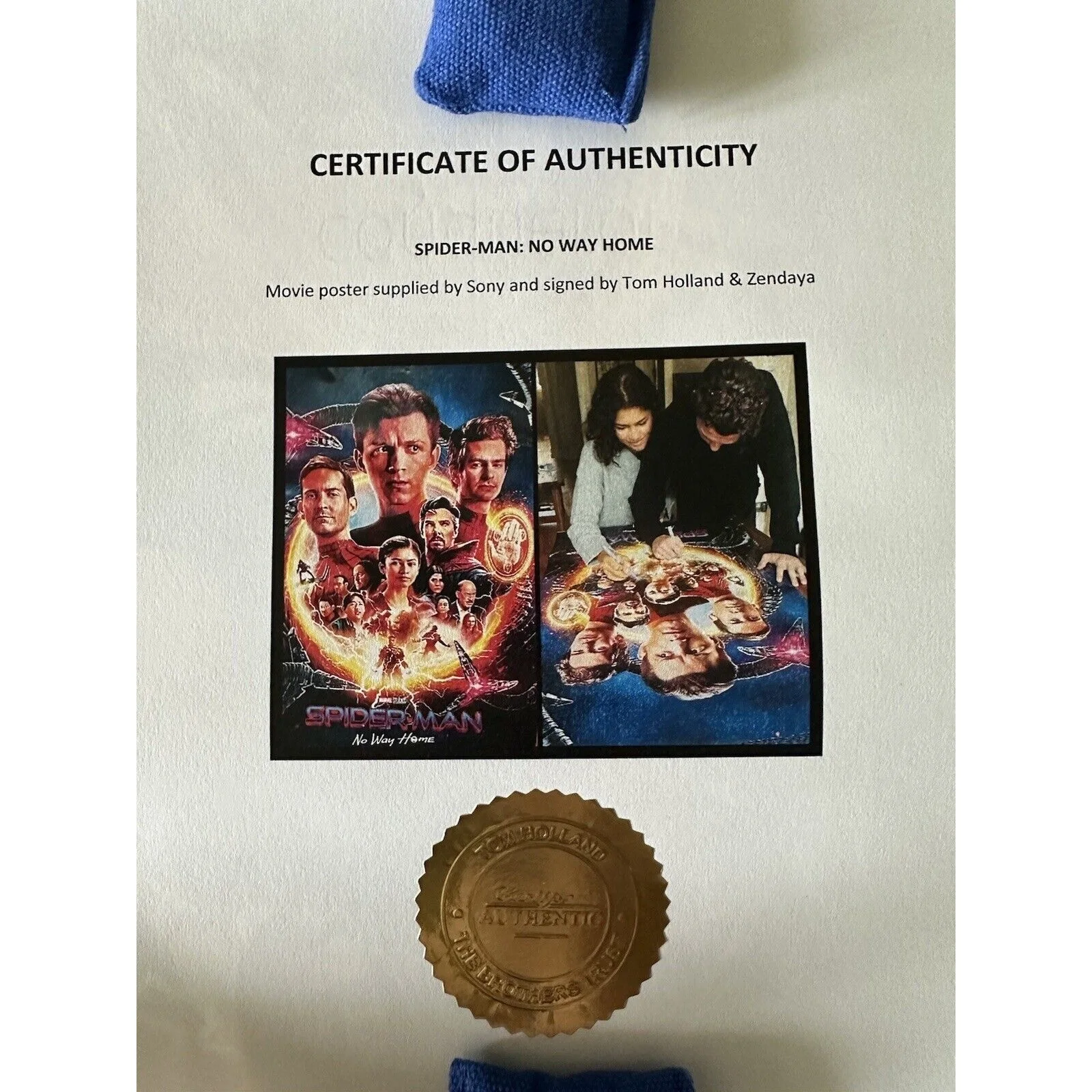 Tom Holland, Zendaya — Tom Holland & Zendaya Autograph Signed Spider Man No Way Home 27x40 COA #3, image 5