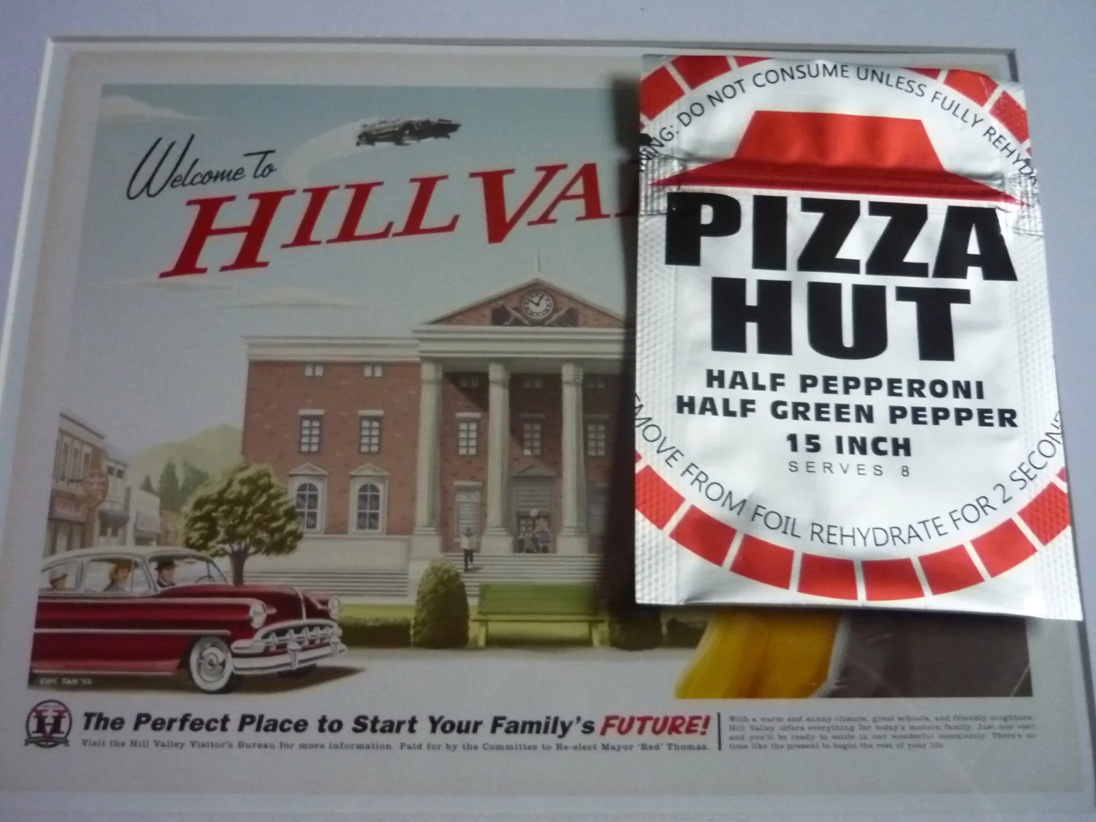 Framed mounted a4 inchs Poster back to the future hill valley & pizza part II, image 2