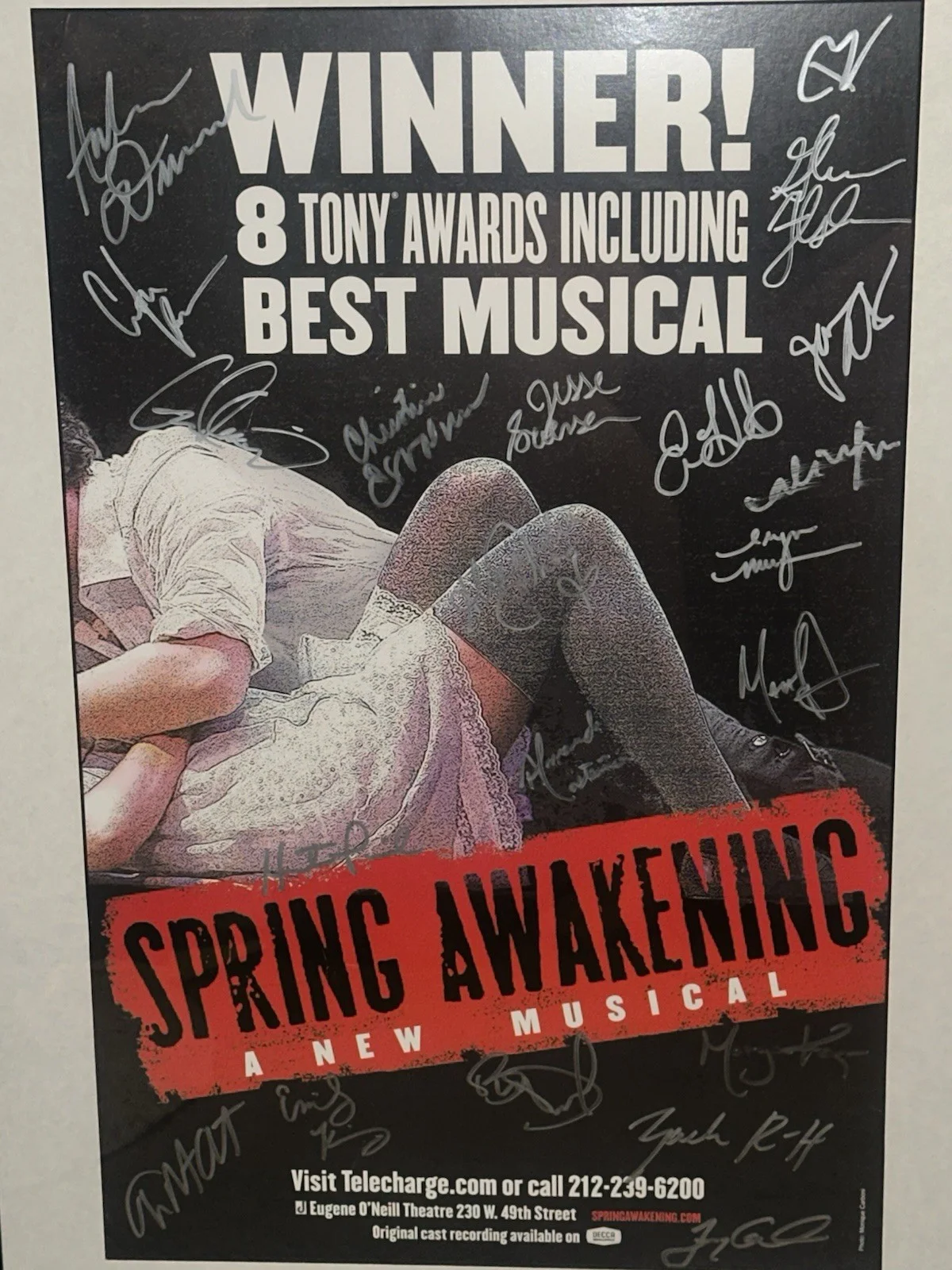 Spring Awakening 2008 Cast Signed Framed Poster Andrew Durand Hunter Parrish, image 2