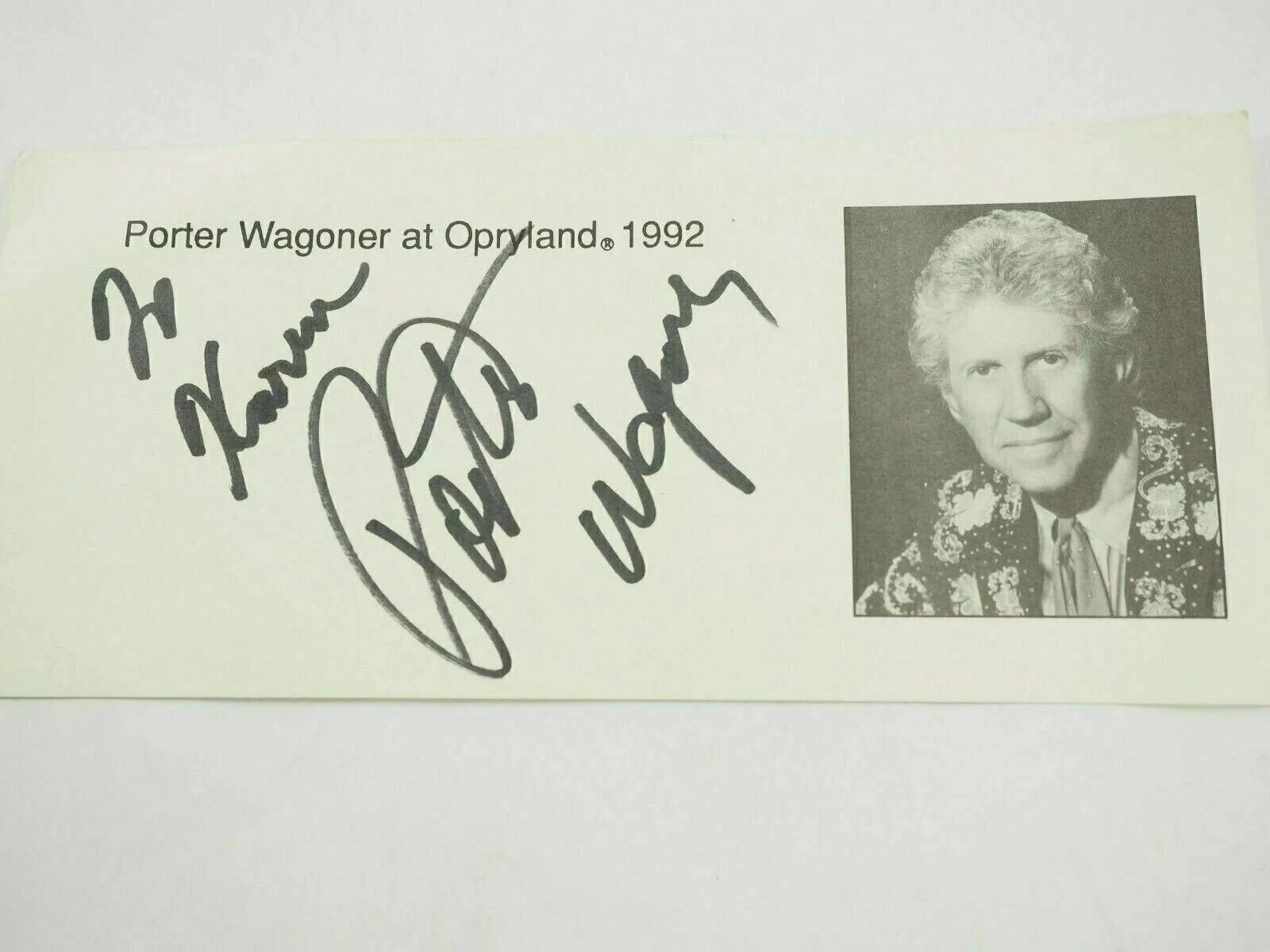 Porter Wagoner at Opryland Hand Signed Autographed Flyer 3.75" x 8", изображение 2