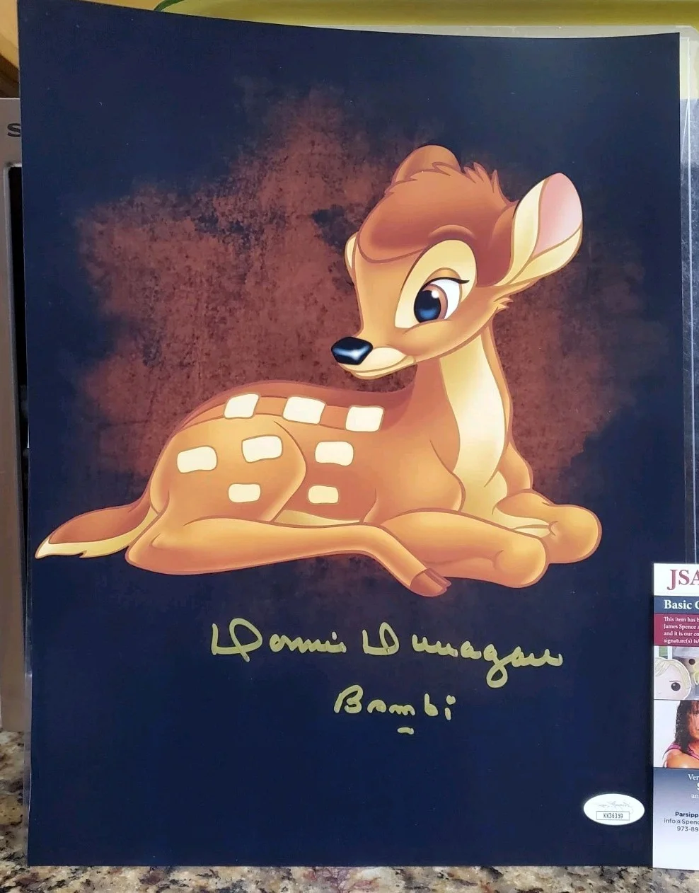 Donnie Dunagan — NICE Autographed Bambi Donnie Dunagan 11x14 Photo Disney JSA COA Photo Signed