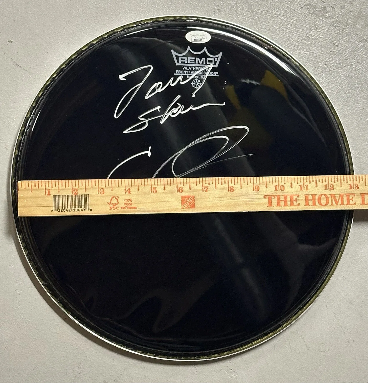 Chris Layton & Tommy Shannon Signed Drumhead Stevie Ray Vaughan Band JSA COA, image 4