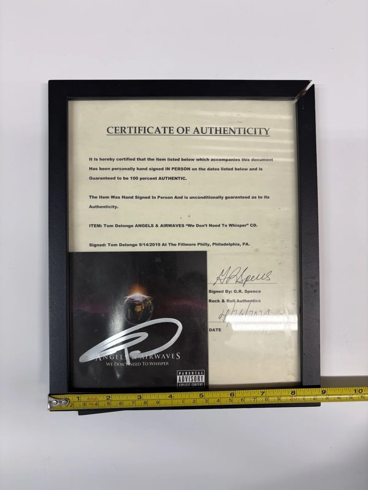 Tom DeLonge Autographed Angels & Airwaves CD Booklet+COA Framed (Crack on Frame), image 4