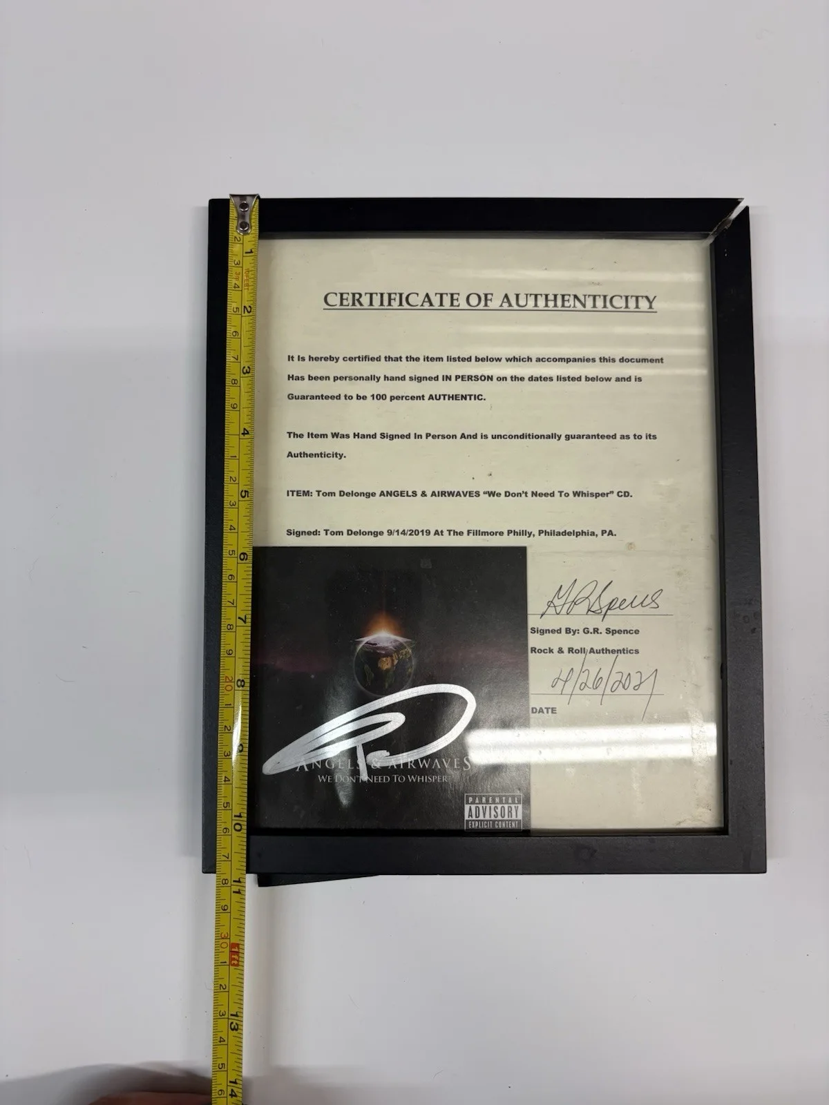Tom DeLonge Autographed Angels & Airwaves CD Booklet+COA Framed (Crack on Frame), image 5