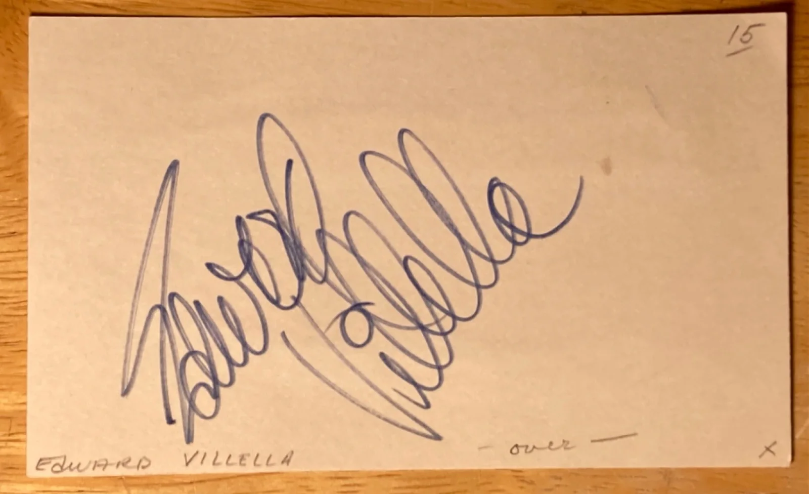 Hand SIGNED Edward Villella 5x3 Index Card - NYC Ballet Dancer, Choreographer, изображение 2