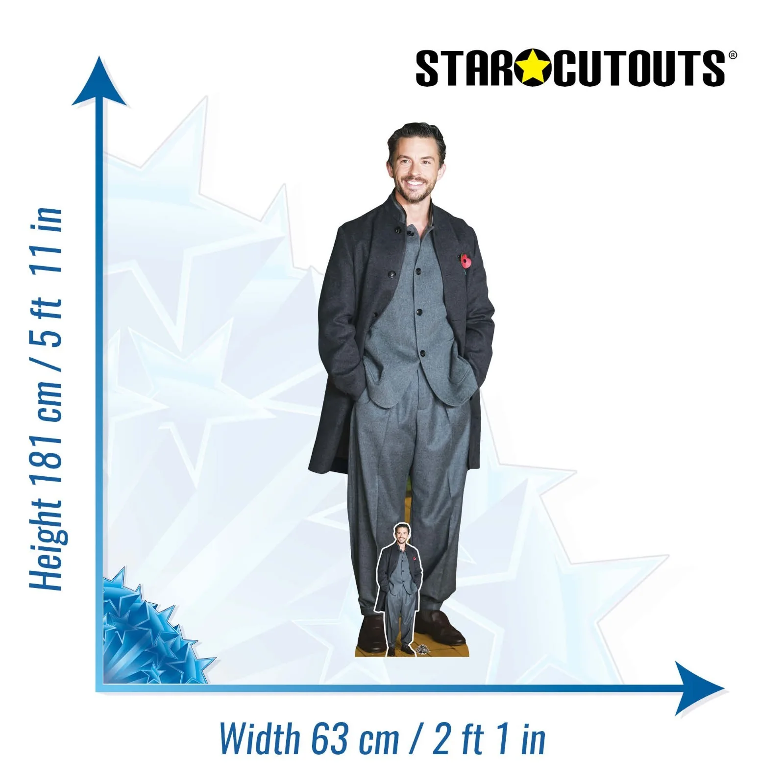 Jonathan Bailey Grey Coat Lifesize Cardboard Cutout with Free Mini Standee, image 3