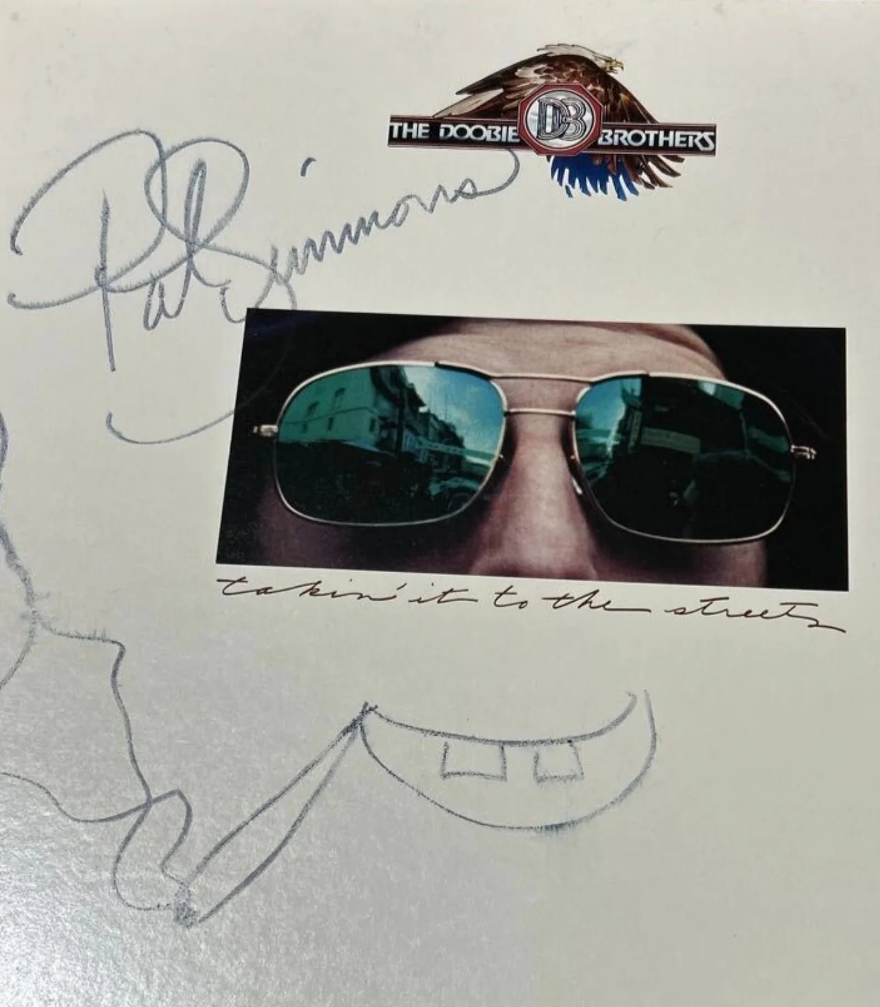 The Doobie Brothers Patrick Simmons signed drawing doodle lp original rock great, изображение 2