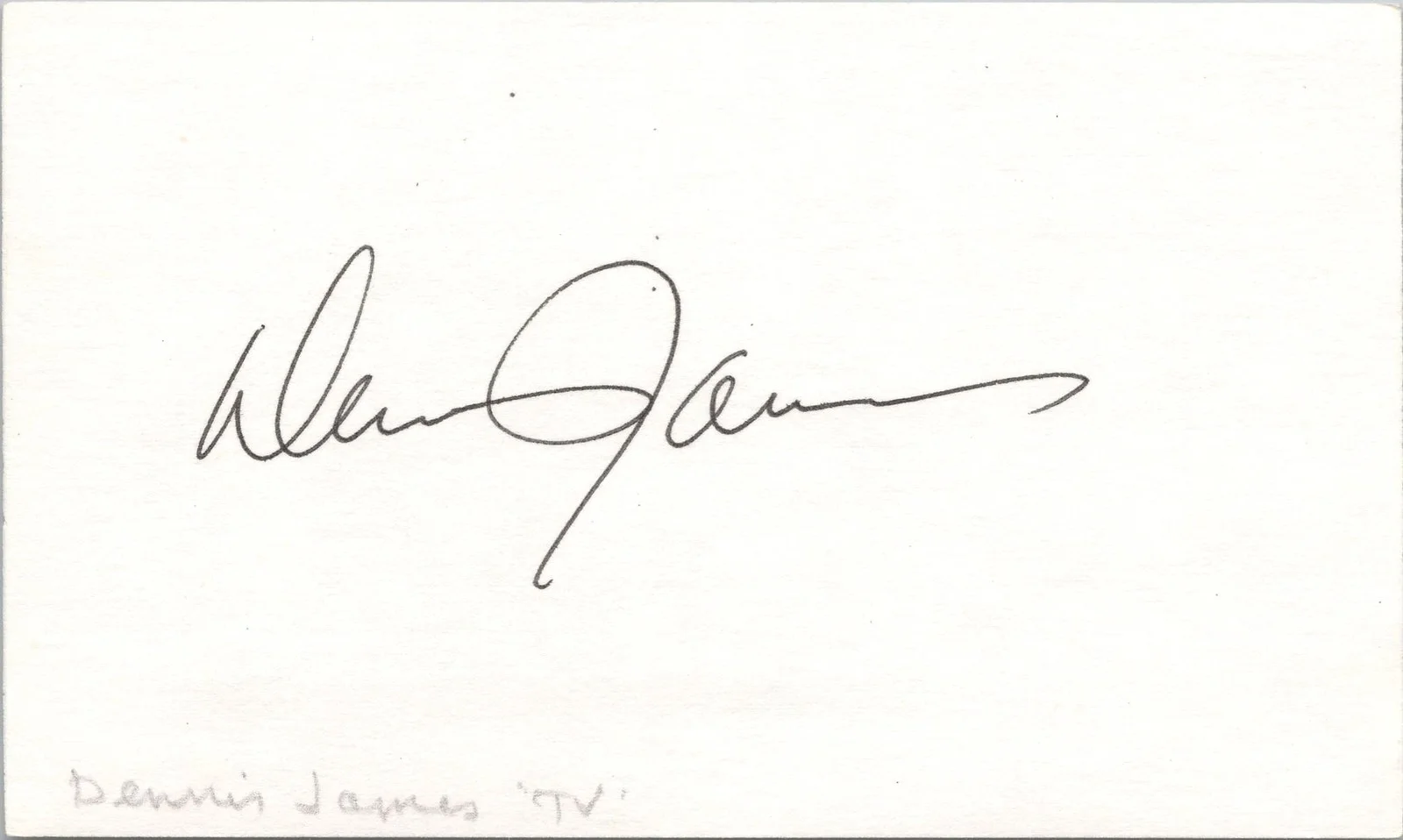 Dennis James — Dennis James Signed 3x5 Index Card The Price Is Right Autographed