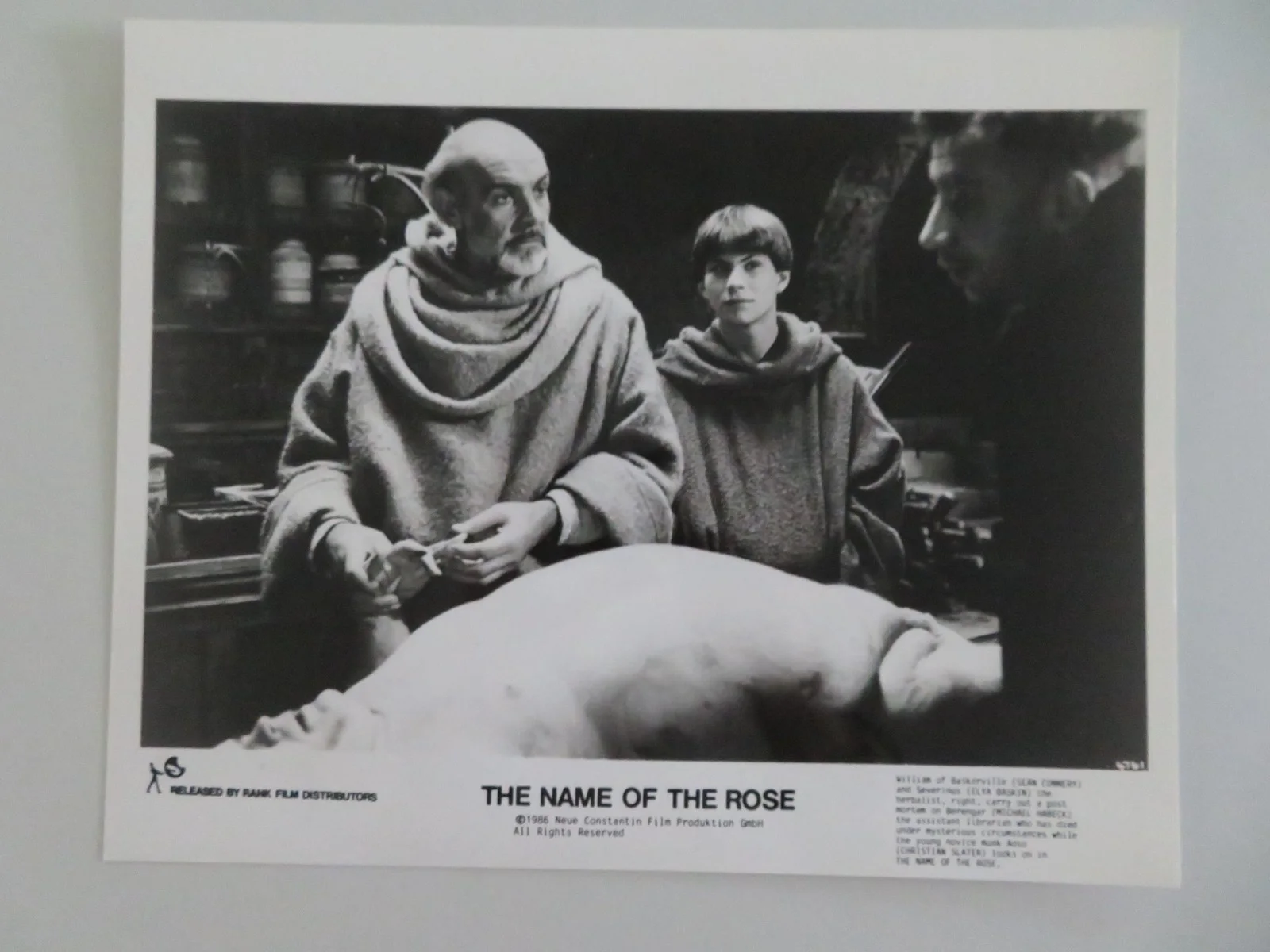THE NAME OF THE ROSE MOVIE STILL PHOTO LOT OF 5 SEAN CONNERY C. SLATER 1986, изображение 4