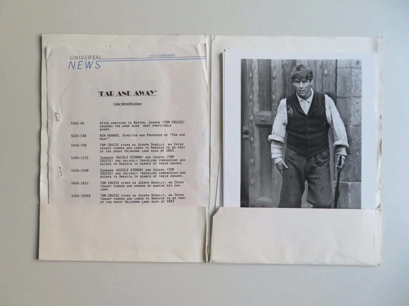 FAR AND AWAY PRESS KIT 1992 TOM CRUISE NICOLE KIDMAN, image 2