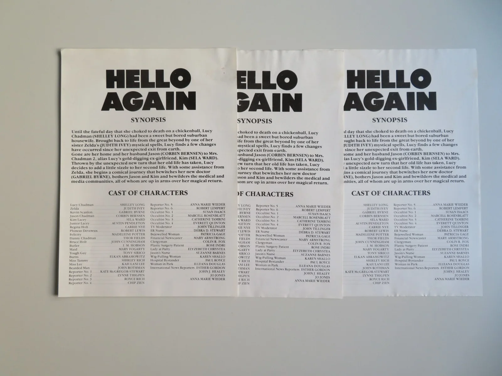 HELLO AGAIN PRESS KIT 1987 SHELLEY LONG GABRIEL BYRNE FRANK PERRY, image 3
