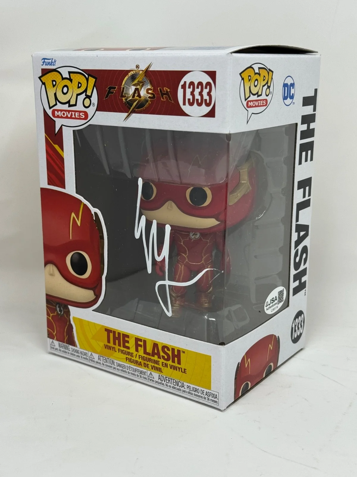 Ezra Miller — Ezra Miller Signed The Flash Funko Pop 1333 Autograph DC Justice League JSA COA, изображение 4