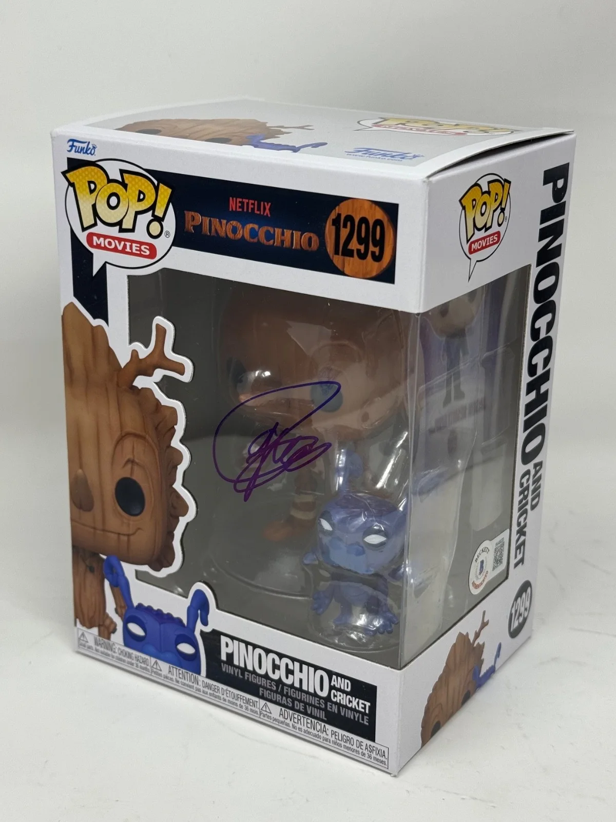 Gregory Mann — Gregory Mann Signed Guillermo Del Toro's Pinocchio Funko Pop 1299 Beckett COA, изображение 4