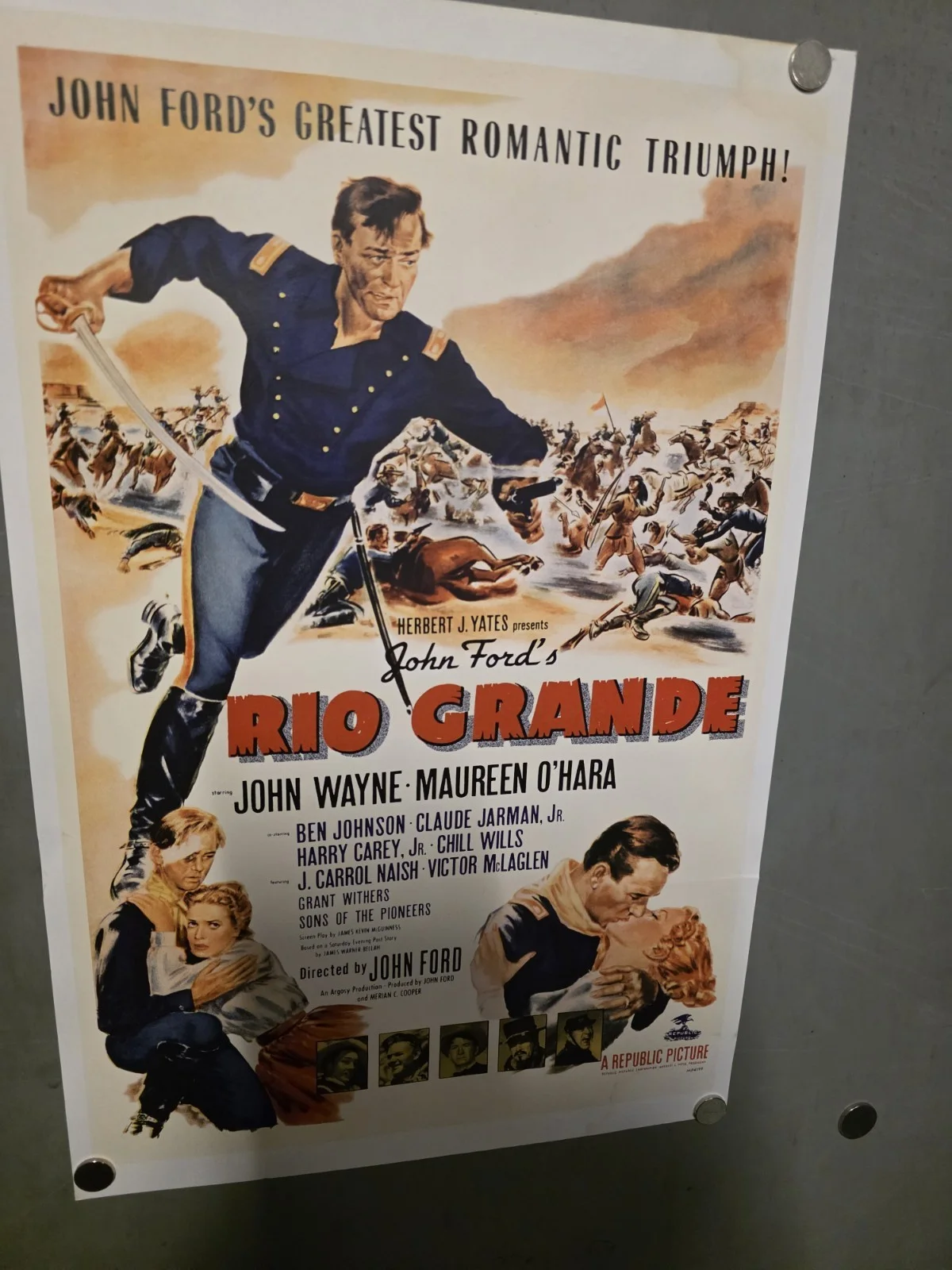 VINTAGE HARRY CAREY JR. RIO GRANDE POSTER JOHN WAYNE, image 2