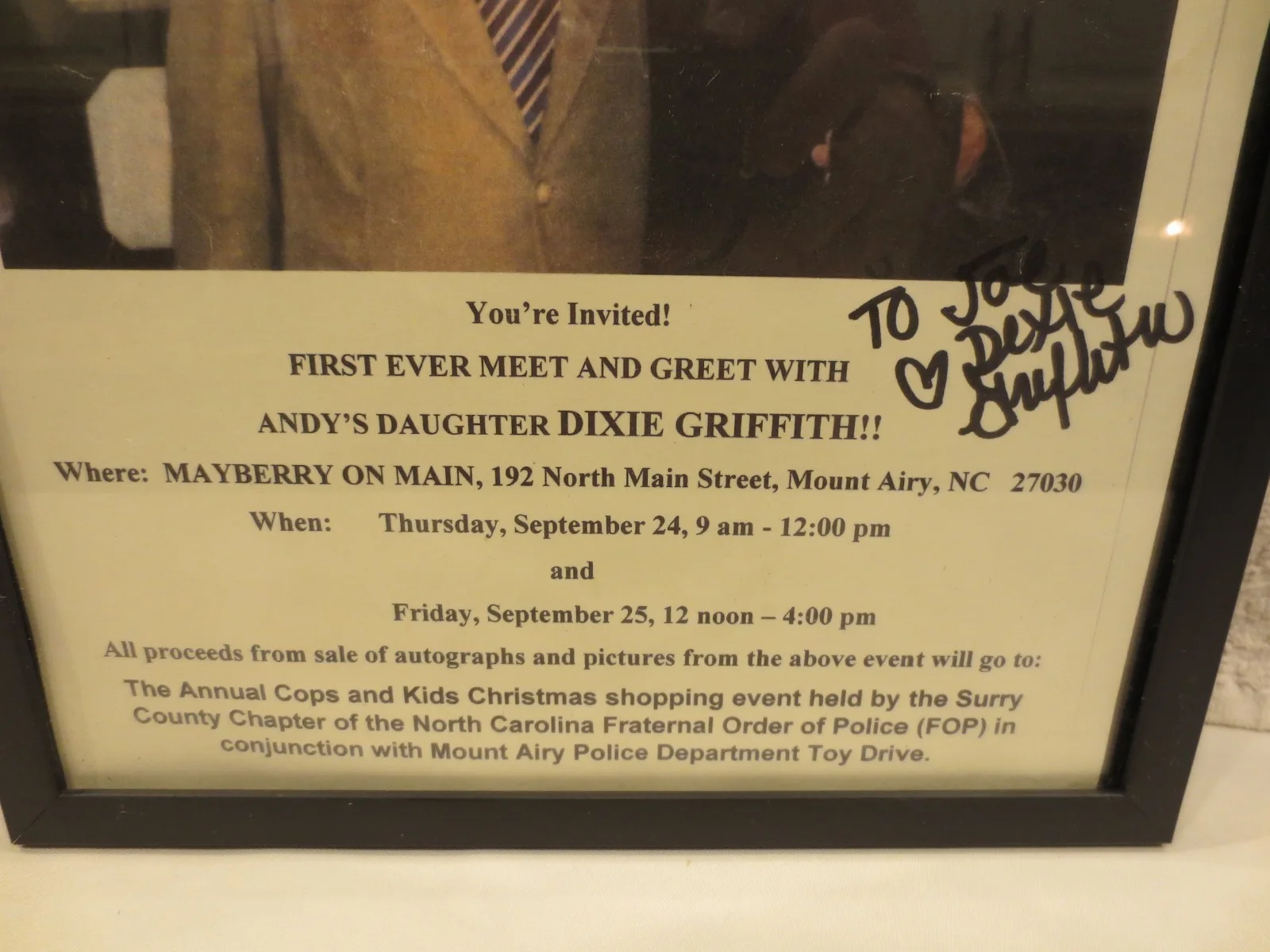 Dixie Griffith — Autographed 9" x 11" Photo of Dixie Griffith (Andy Griffith's Daughter), изображение 3