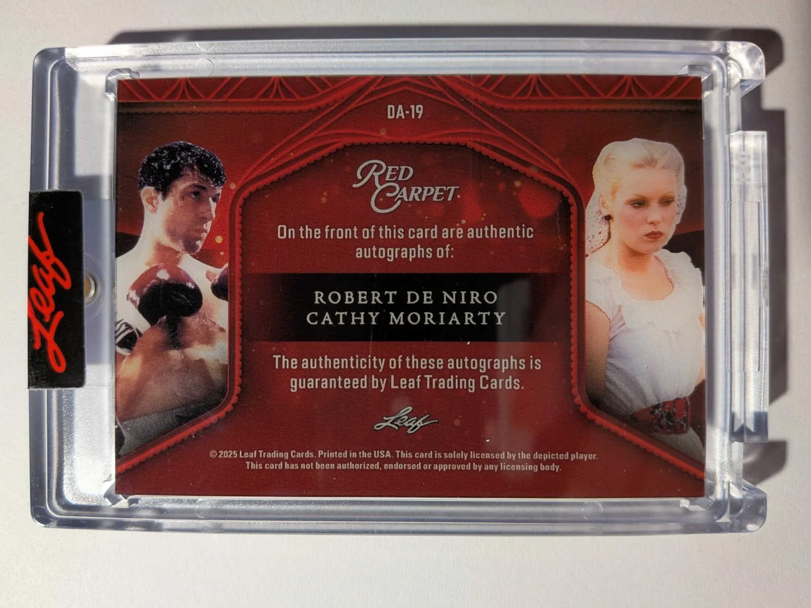 Robert Deniro — ROBERT DENIRO & CATHY MORIARTY Auto 2025 Leaf Red Carpet RAGING BULL RARE # 1/3, изображение 2