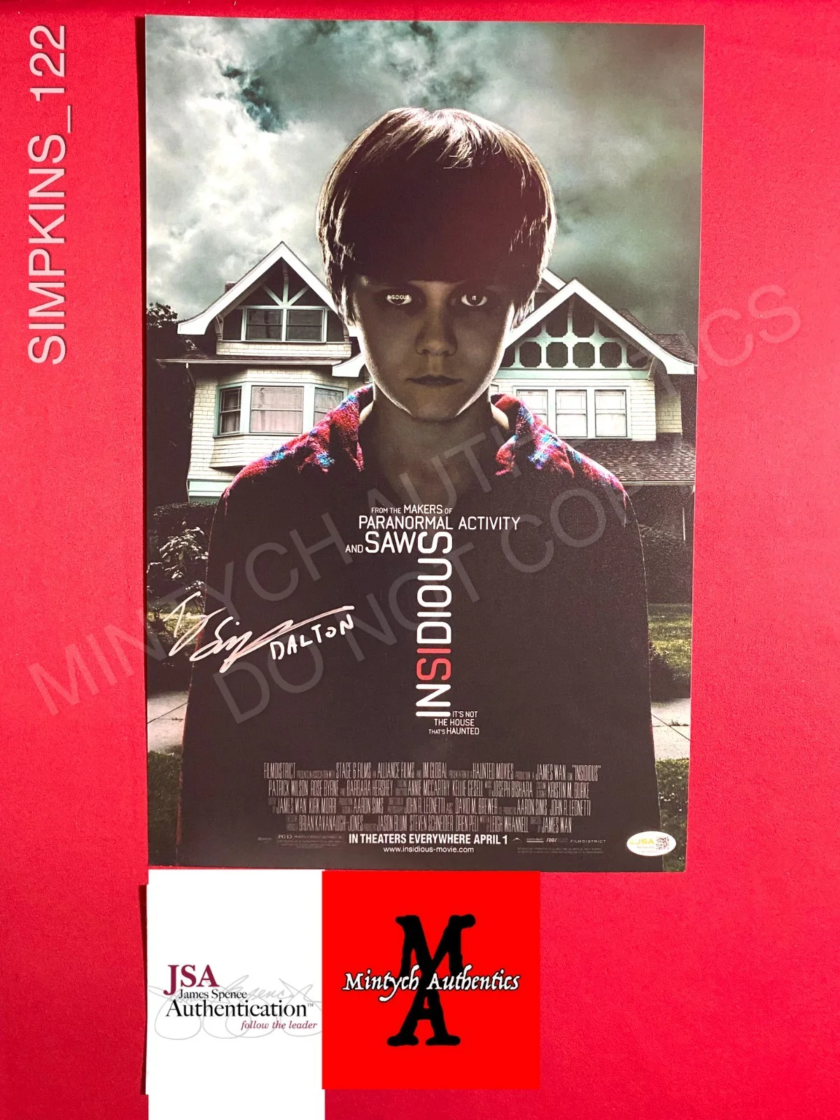 Ty Simpkins — Ty Simpkins autographed signed 11x17 photo Insidious Dalton Lambert JSA horror