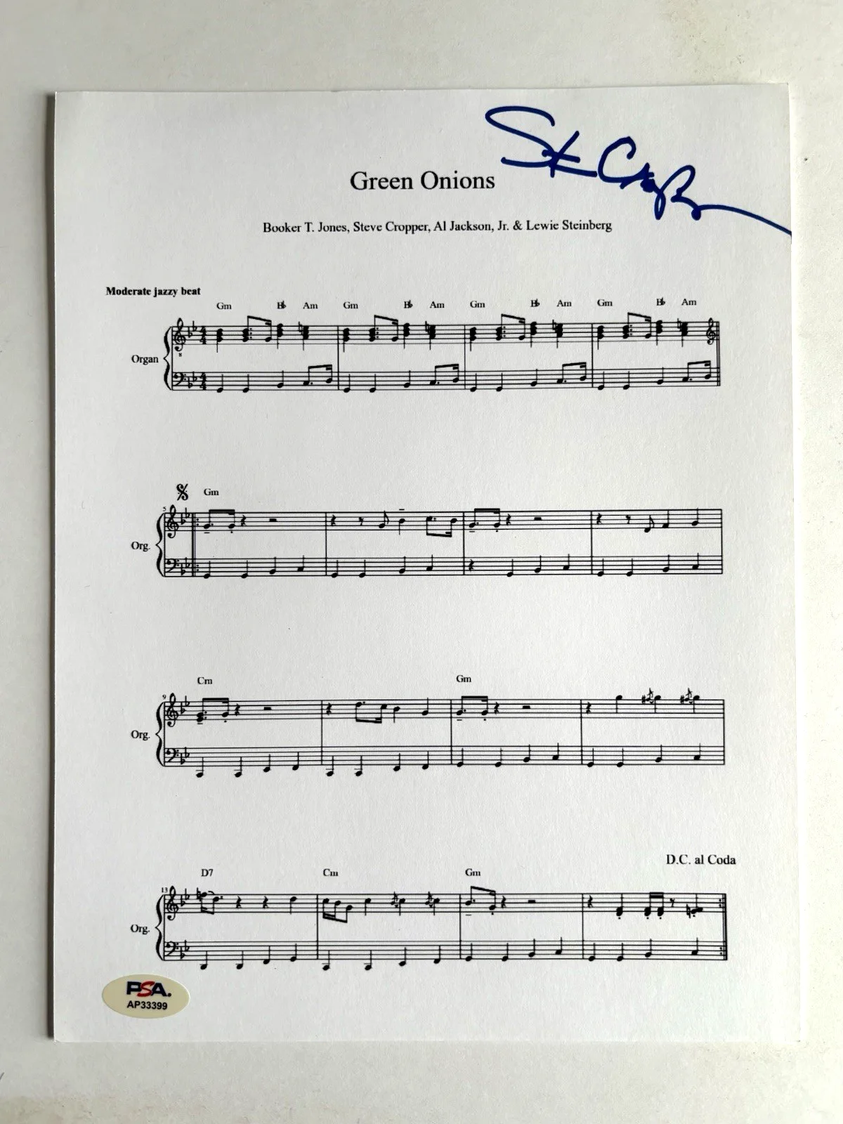 STEVE CROPPER Signed BOOKER T THE MGs Lyric Sheet Music PSA DNA COA Green Onions, изображение 2
