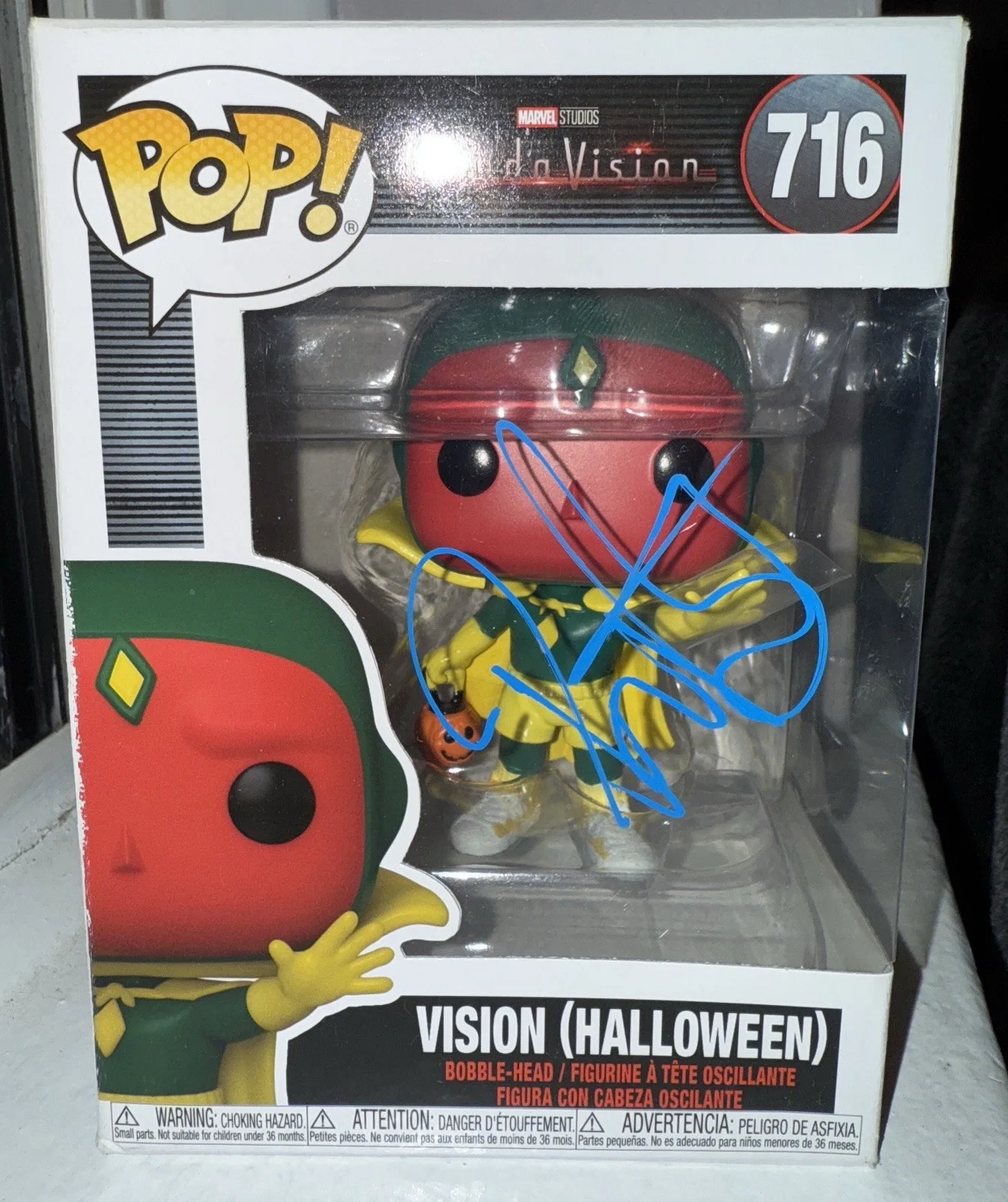 Paul Bettany — Paul Bettany "Vision" Signed Vision Halloween Wandavision Funko Pop 716 Beckett