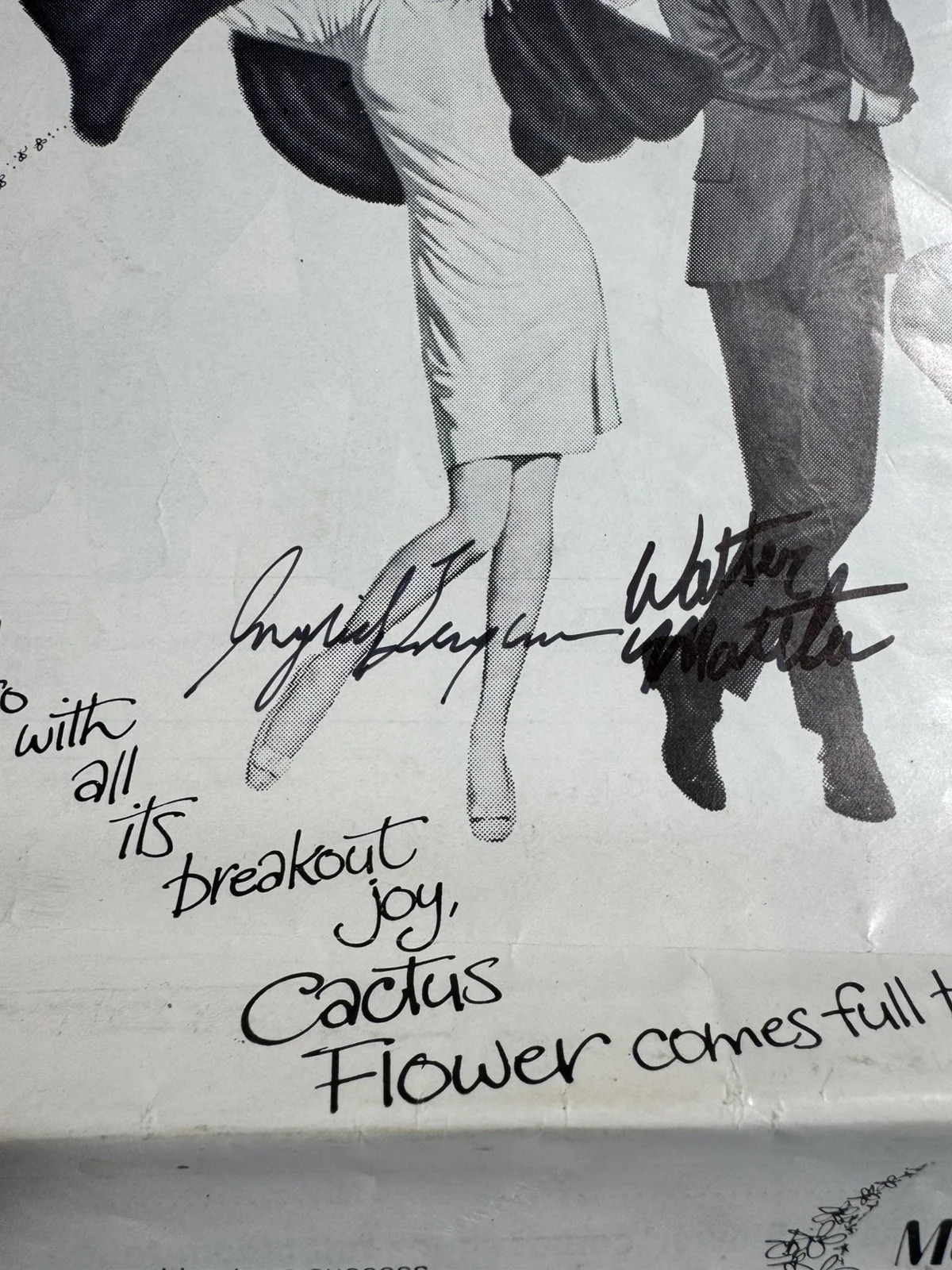Goldie Hawn, Walter Matthau — Goldie Hawn-Walter Matthau-Ingrid Bergman-Autographed Photo Cactus Flower RARE, изображение 3
