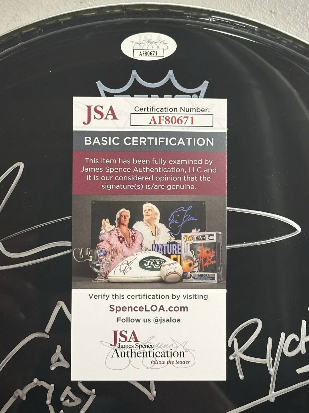 Scott Rockenfield Original Queensryche Drummer Signed Sketched Drumhead JSA COA, image 5