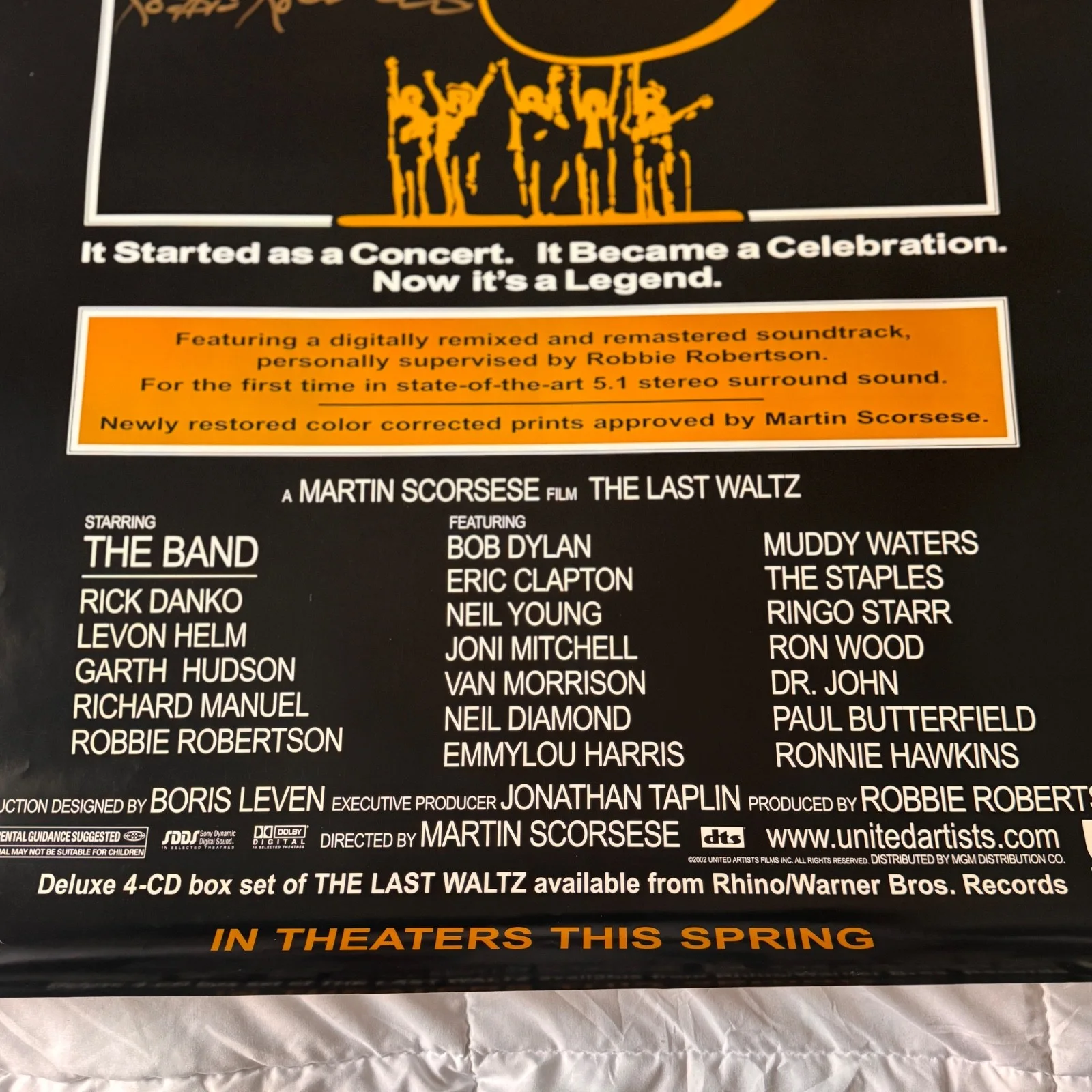 The Band The Last Waltz Robbie Robertson Signed Poster MGM 2002, image 5