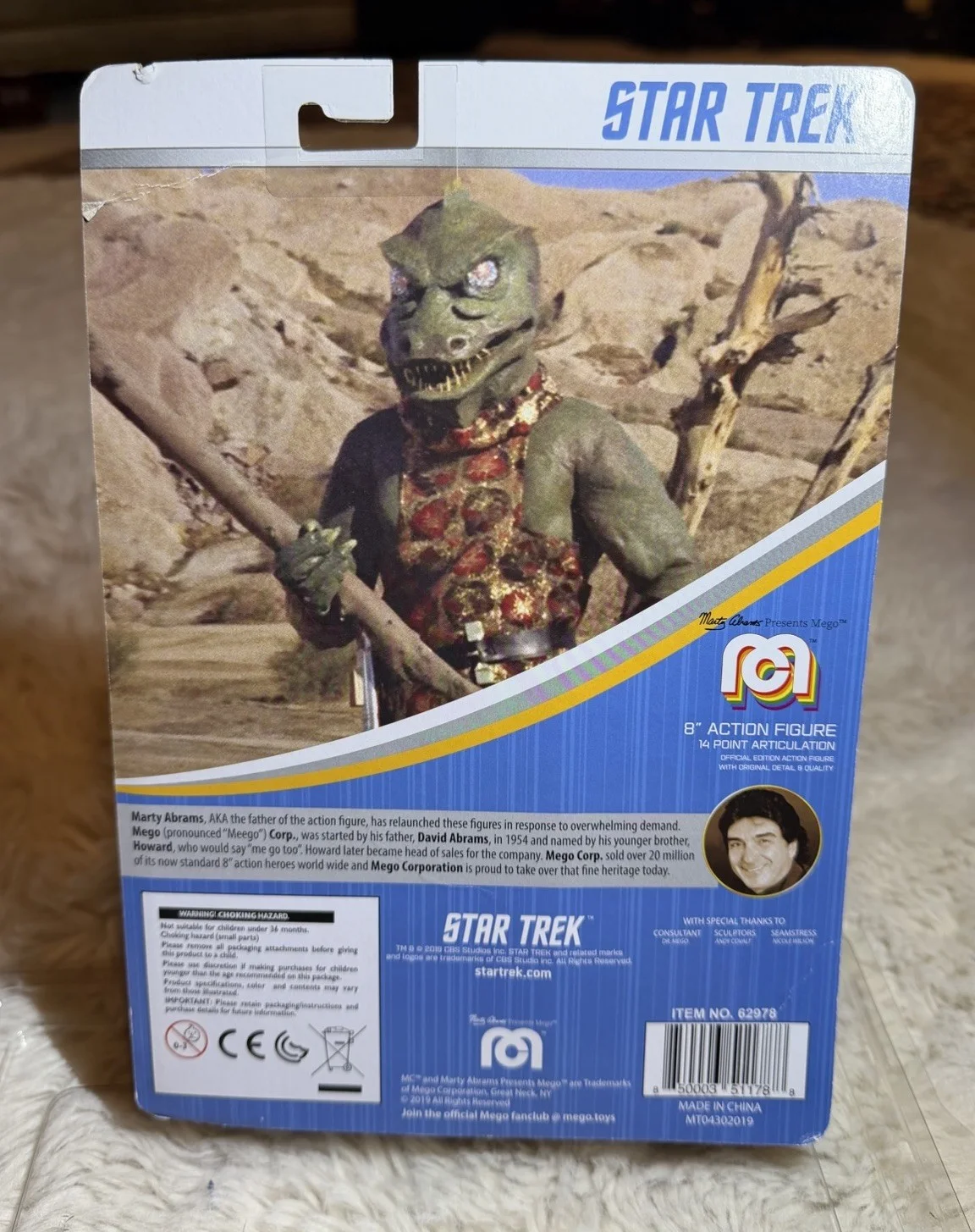 Signed WILLIAM SHATNER 2019 Star Trek Gorn MEGO FIGURE MOC Carded Rare, image 2