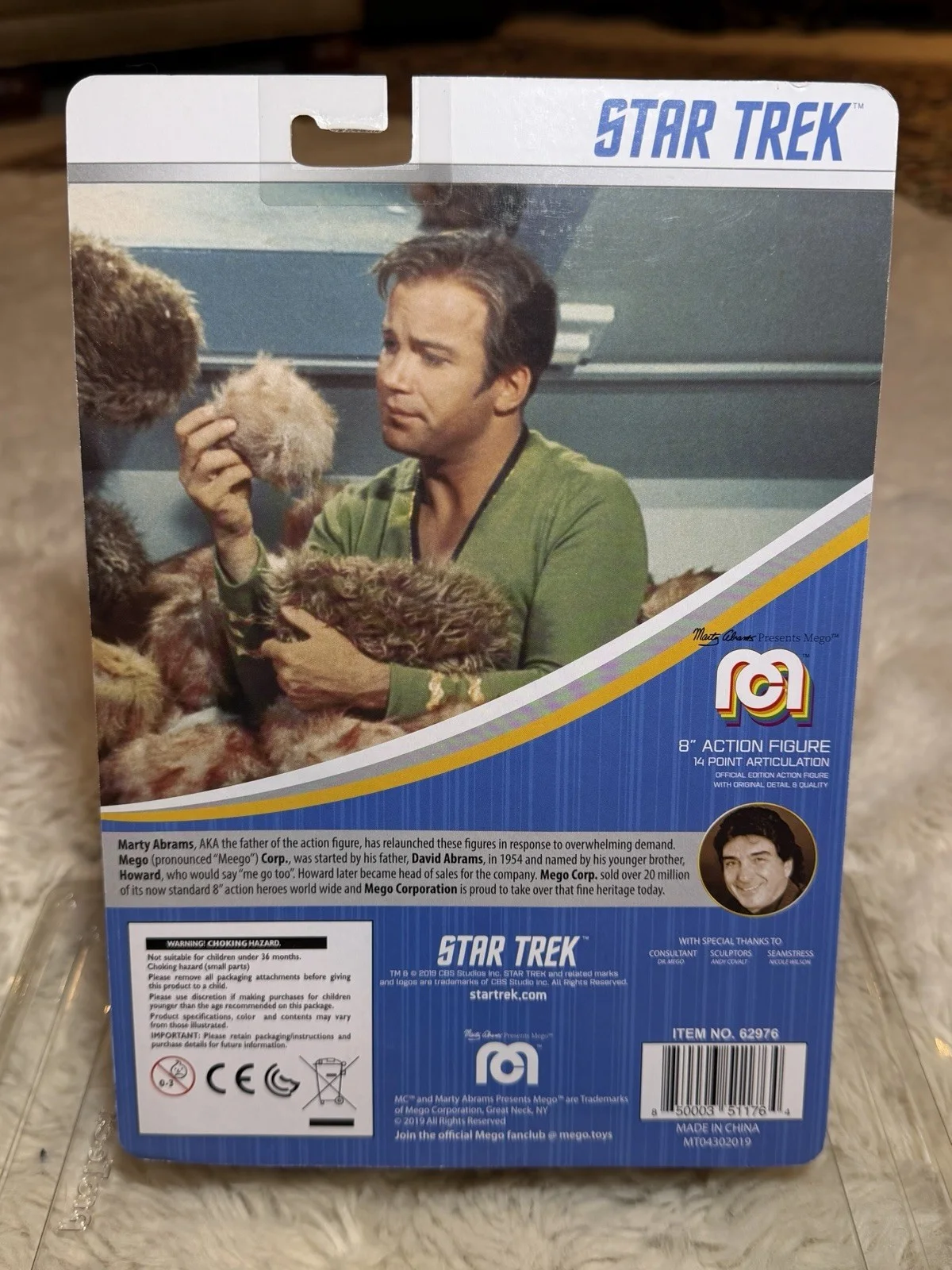 Signed WILLIAM SHATNER 2019 Star Trek Tribbles Capt Kirk MEGO FIGURE MOC Carded, image 2