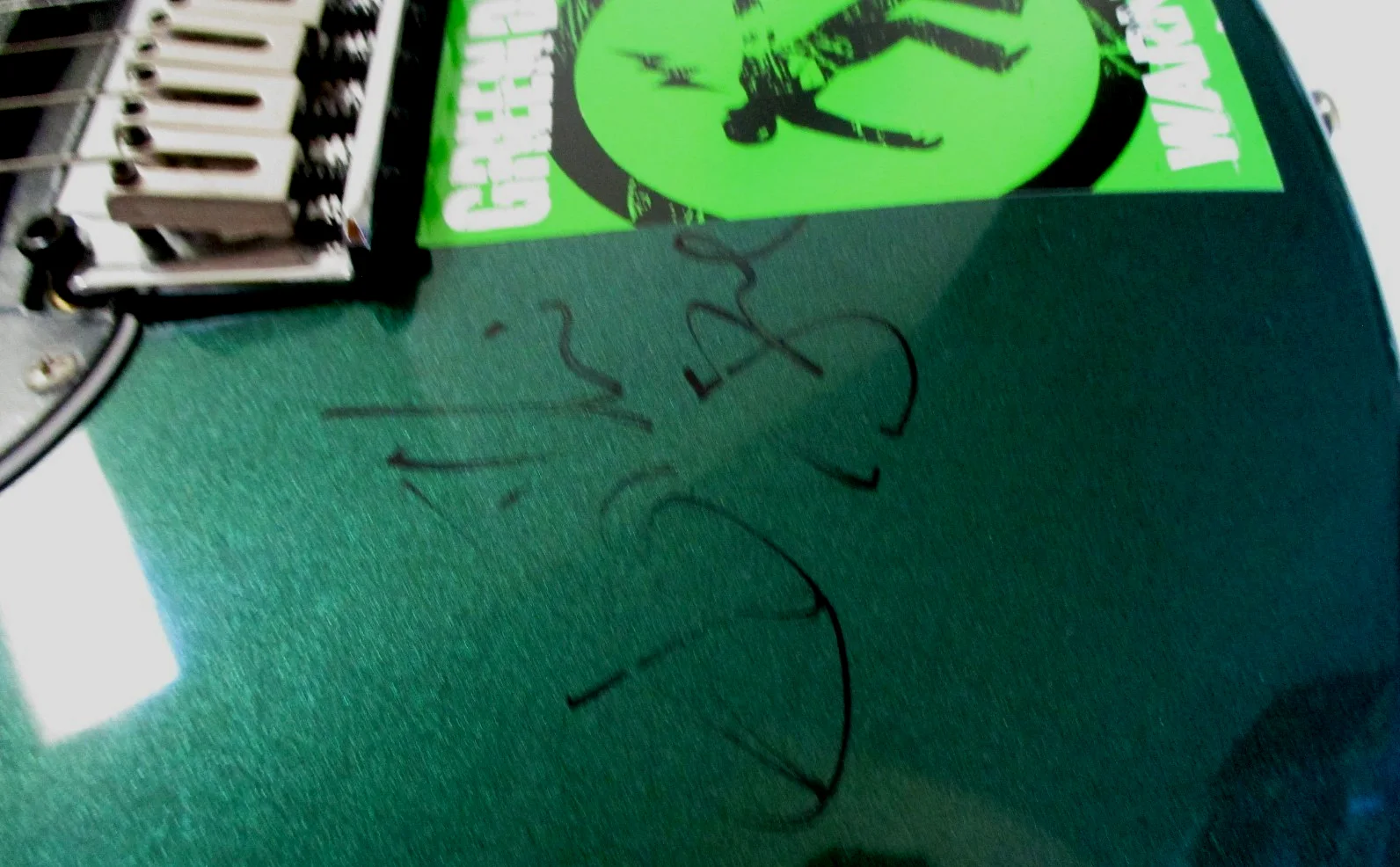Green Day, AUTOGRAPHED GUITAR, Stratocaster Squire, Signed by All Three (2000), image 5
