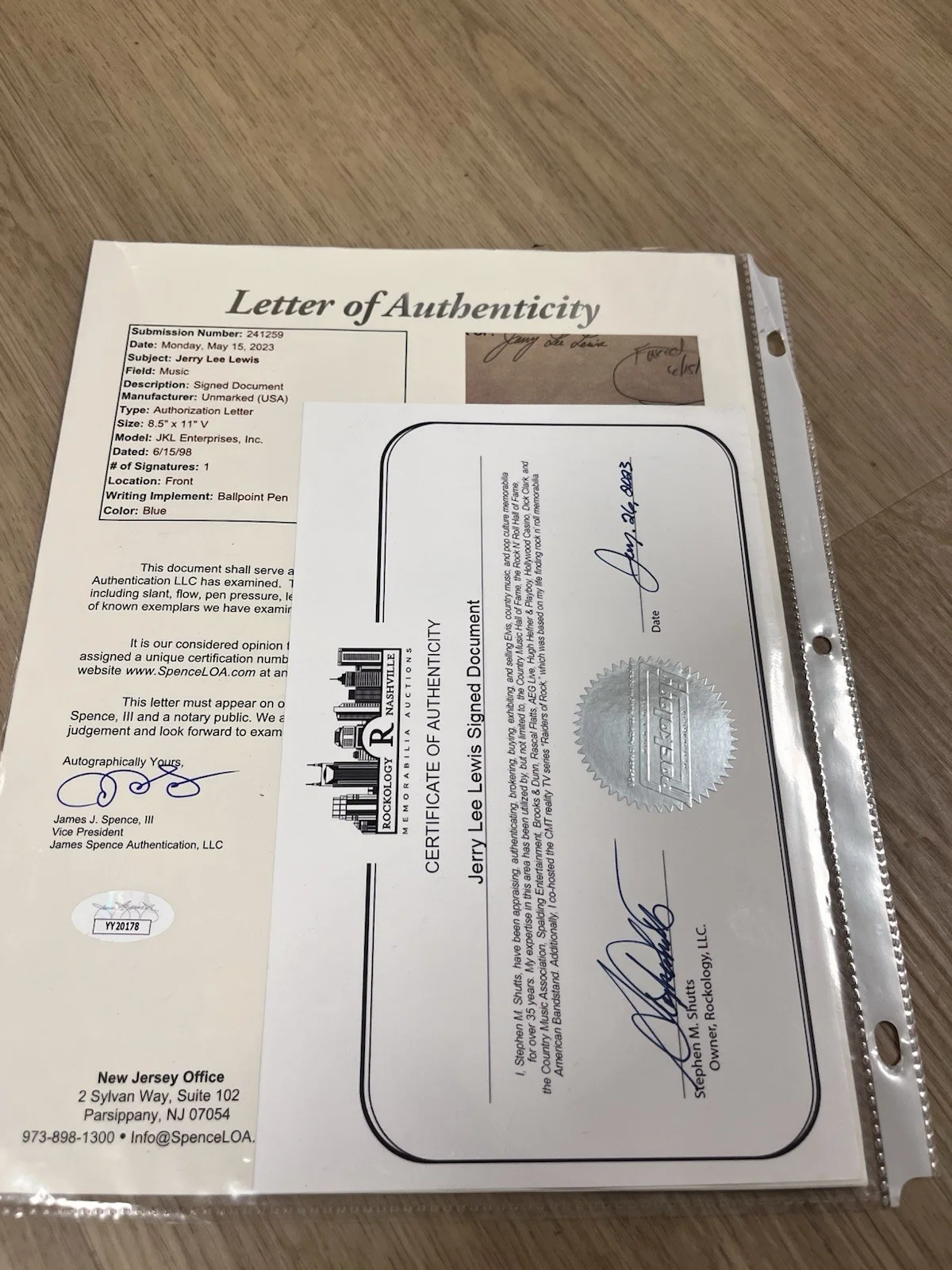 Jerry Lee Lewis Signed Document- JSA COA, изображение 2