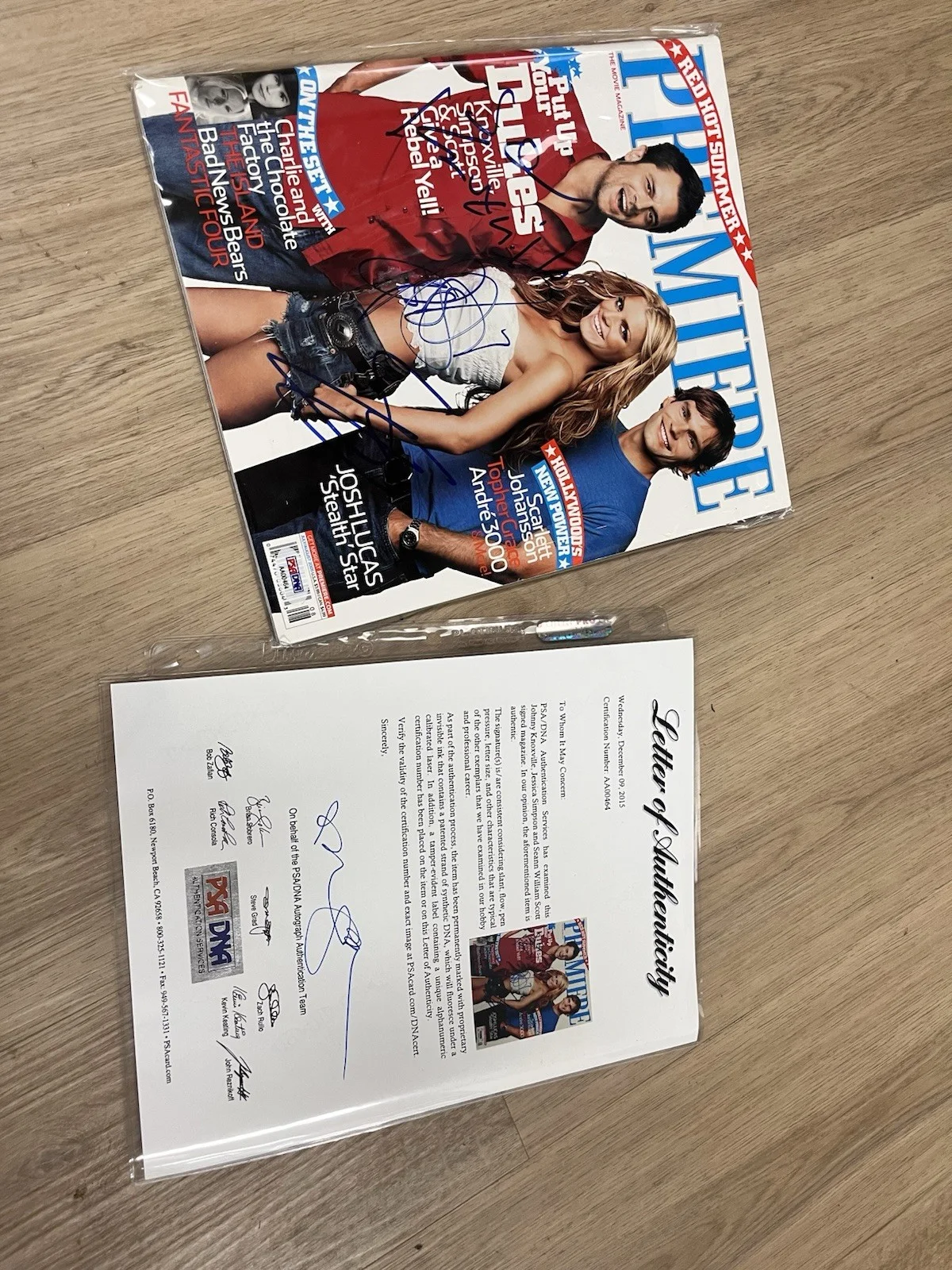 Johnny Knoxville, Jessica Simpson, Sean William Scott Signed Magazine- PSA COA, image 2