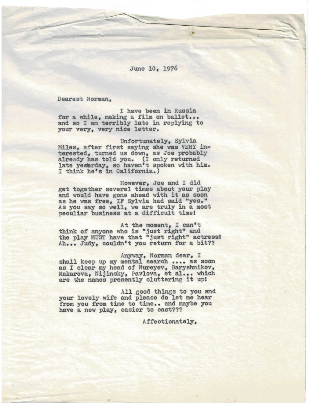 Norman Krasna — Playwright & Film Director NORMAN KRASNA SIGNED LETTER, Sylvia Miles turned down, изображение 2
