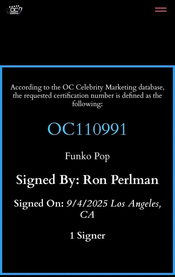 Ron Perlman signed "Optimus Primal" Funko #1376 - OC Celebrity Marketing COA, изображение 5