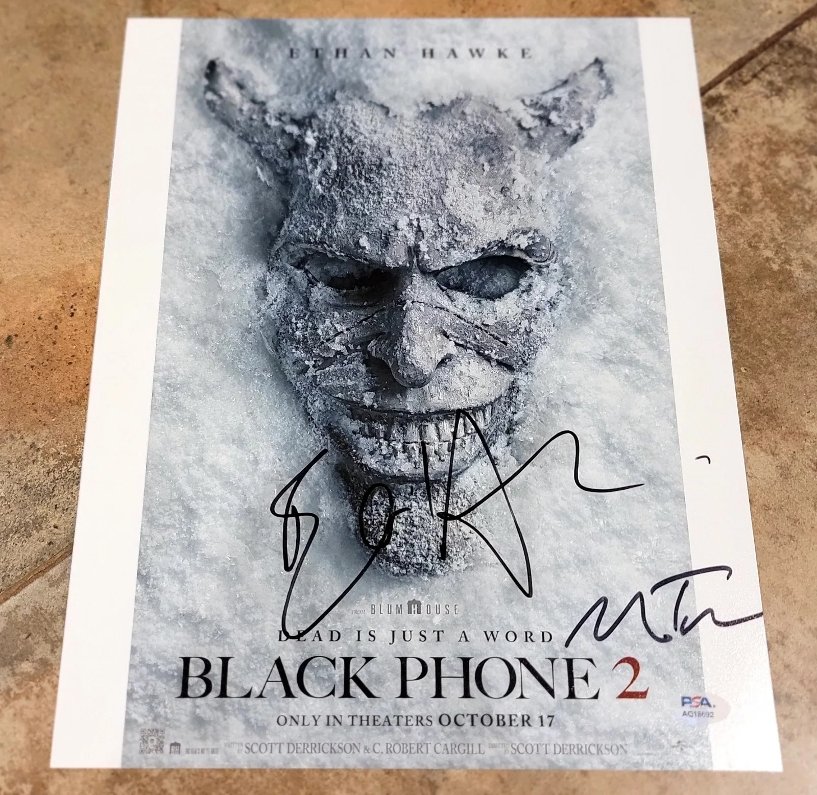 Mason Thames, Ethan Hawke — Black Phone 2 cast signed 11x14 photo PSA DNA autograph Mason Thames Ethan Hawke