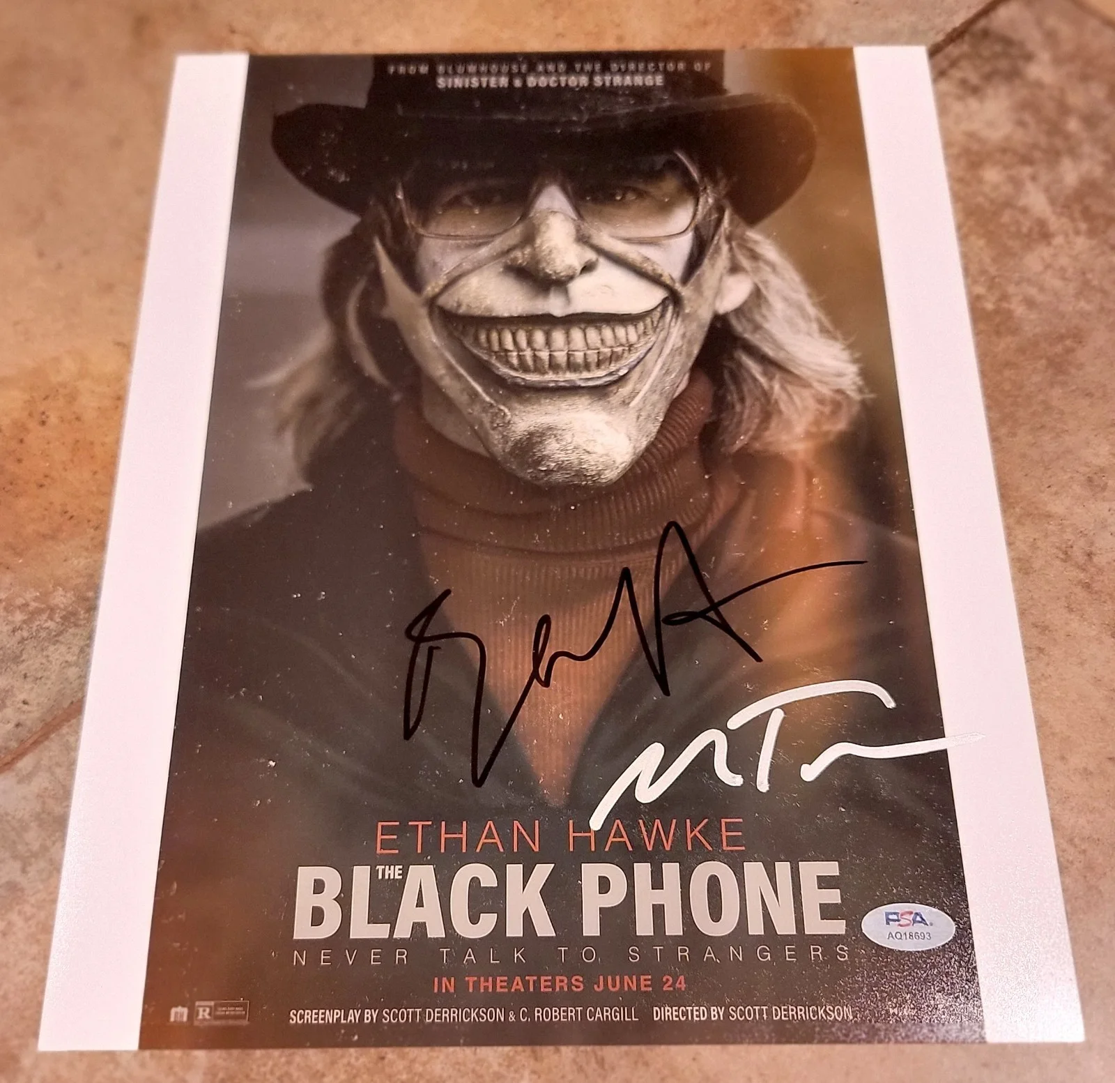 Mason Thames, Ethan Hawke — Black Phone cast signed 11x14 photo PSA DNA autograph Mason Thames Ethan Hawke B
