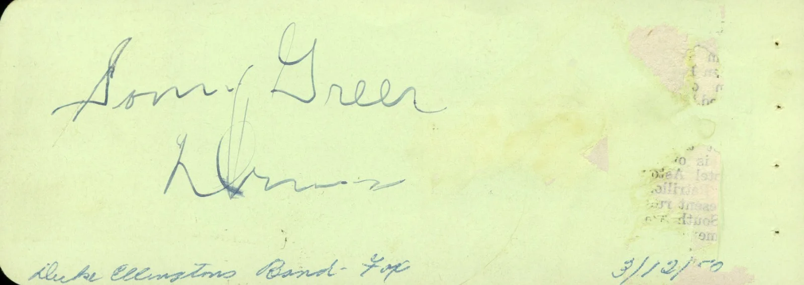 Drummer Sonny Greer autograph - Duke Ellington Band, image 2