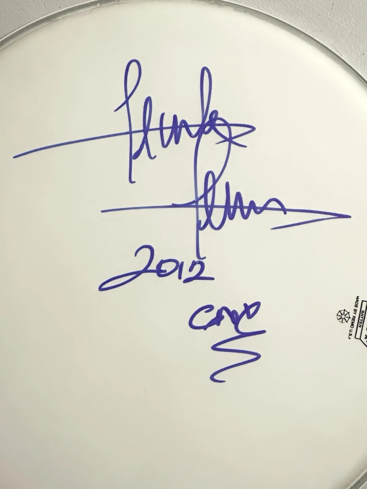 Frank Ferrer Of Guns N’ Roses Hand Signed Drumhead w/ GnR Inscription JSA COA, image 2
