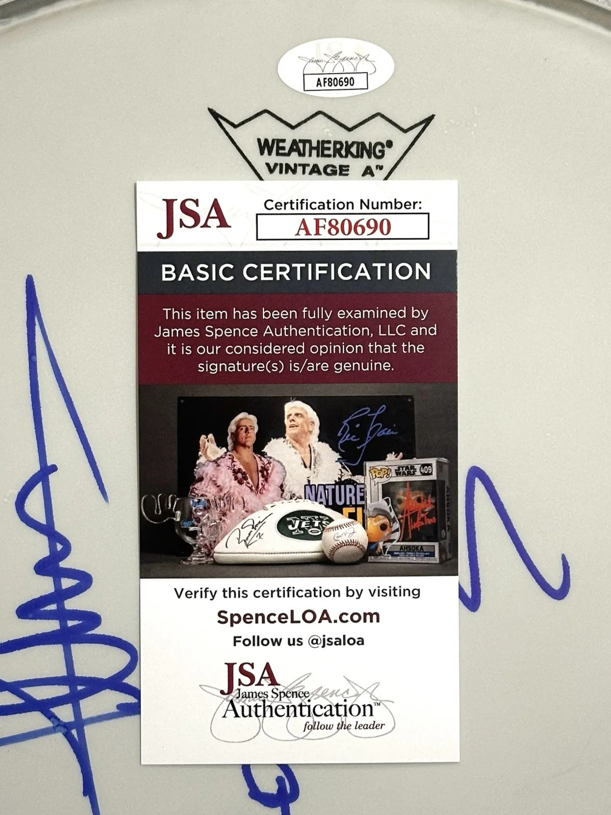 Frank Ferrer Of Guns N’ Roses Hand Signed Drumhead w/ GnR Inscription JSA COA, image 3