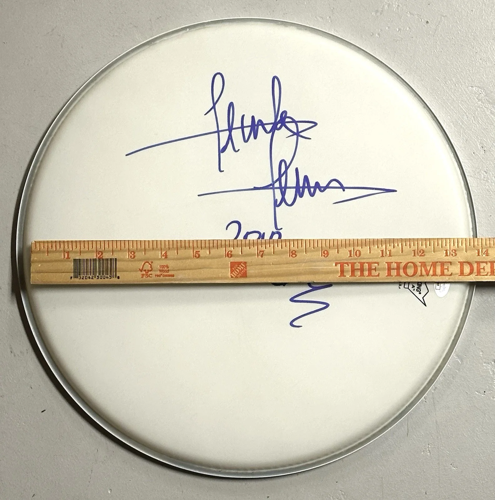 Frank Ferrer Of Guns N’ Roses Hand Signed Drumhead w/ GnR Inscription JSA COA, image 4