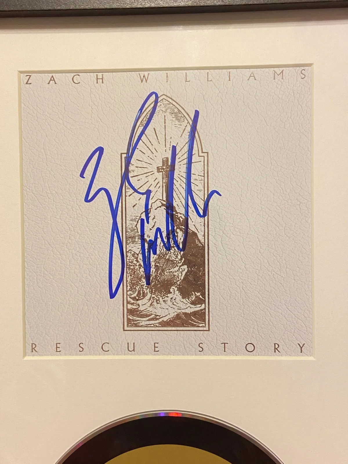 ZACH WILLIAMS AUTOGRAPHED SIGNED “RESCUE STORY” FRAMED CD COVER AND CD COA, изображение 2
